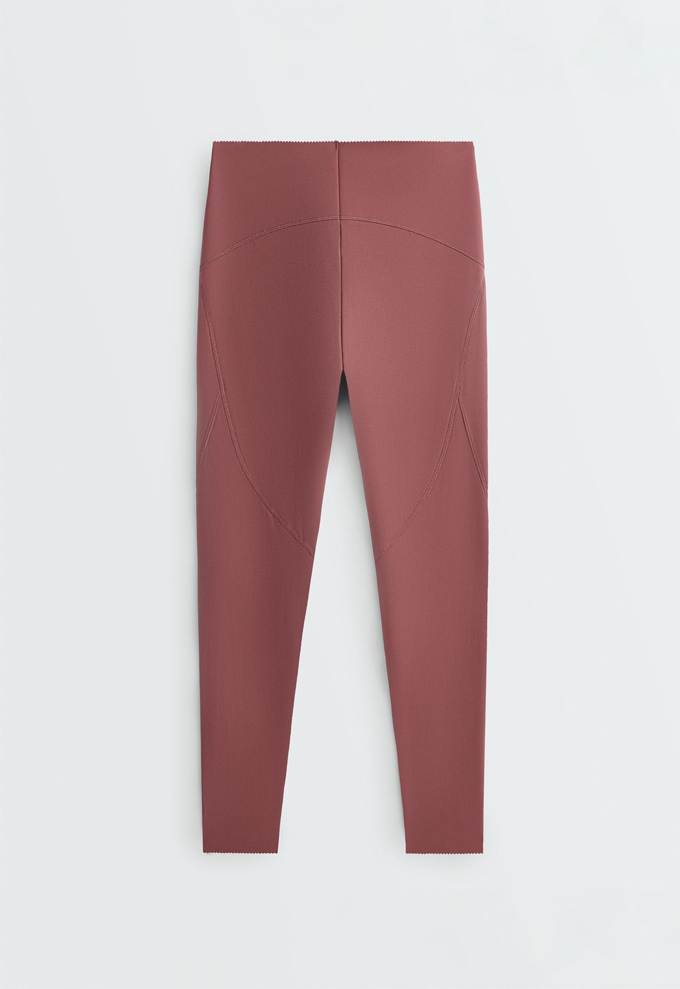Basic compressive high-waisted ankle-length leggings — FADED BURGUNDY