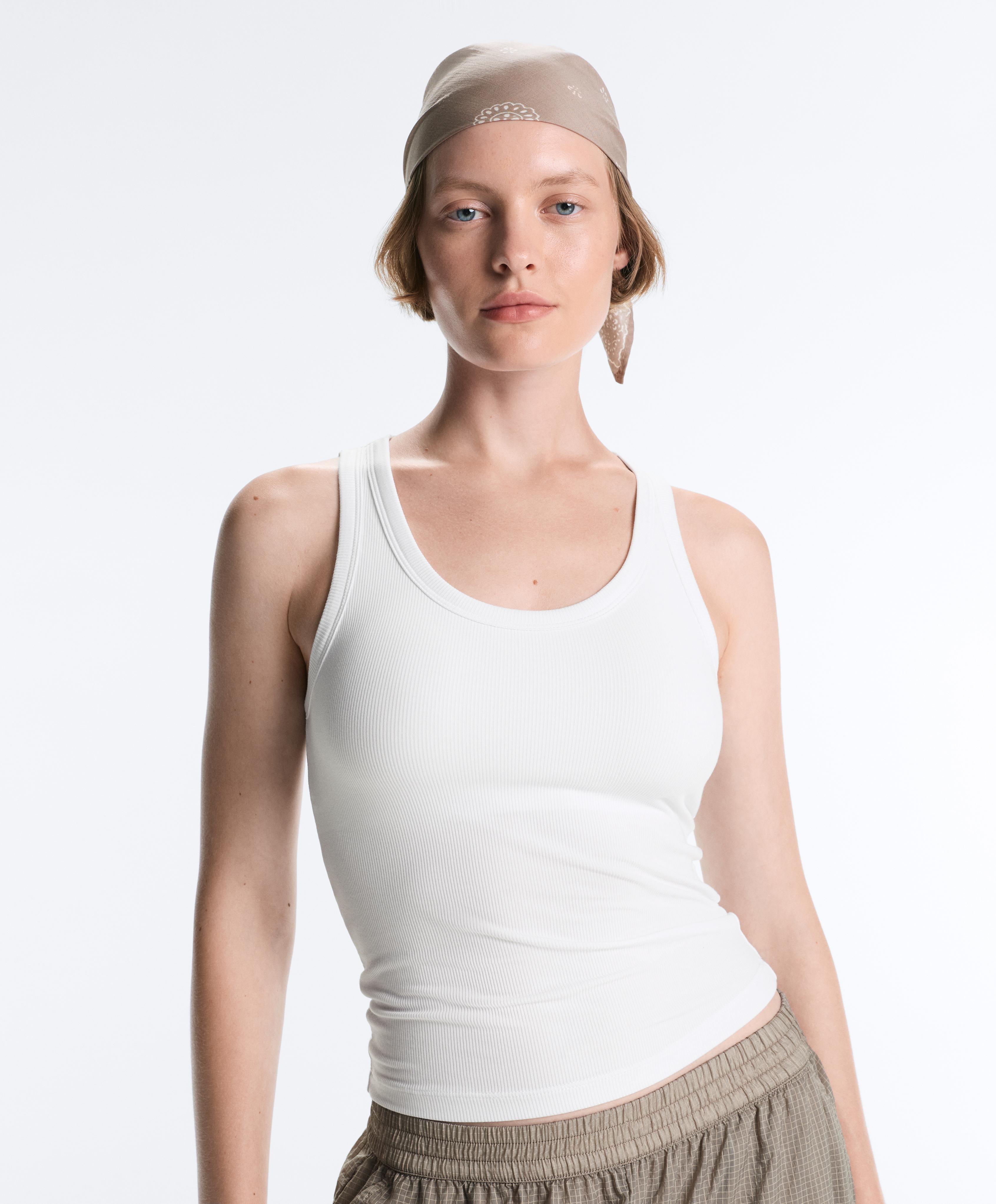 Rib modal blend tank top — WHITE