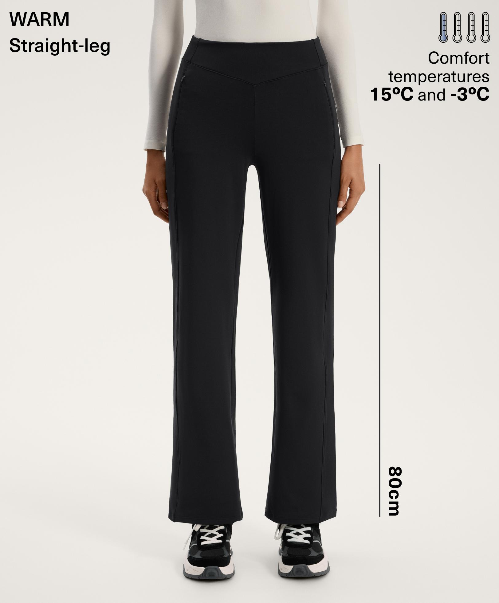 High-rise warm straight-leg trousers