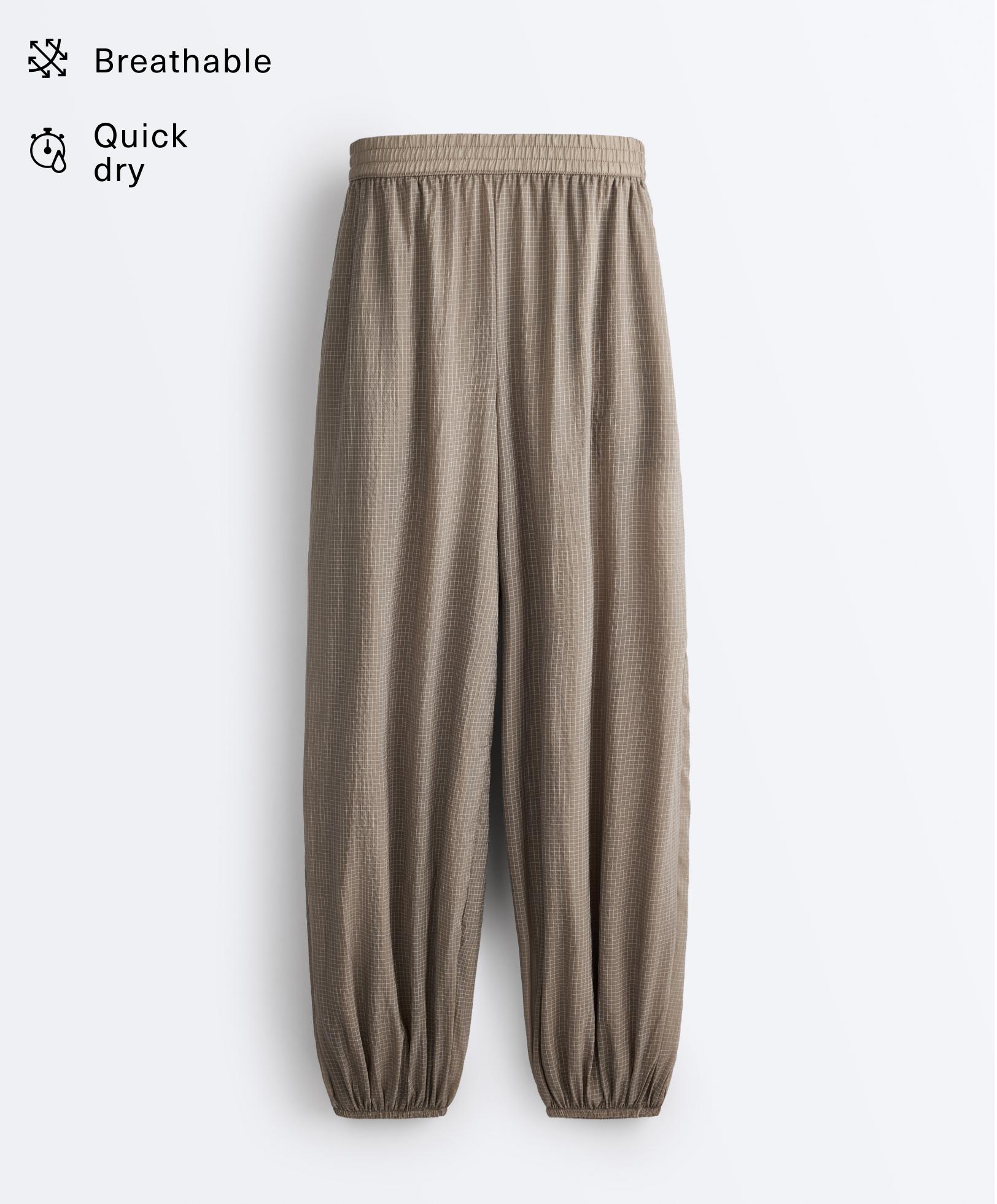 Checked technical bloomer trousers — MINK GREY