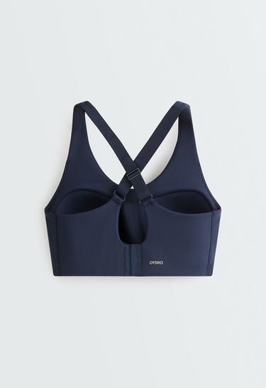 High-support Compressive sports bra with crossover back — NAVY BLUE 7
