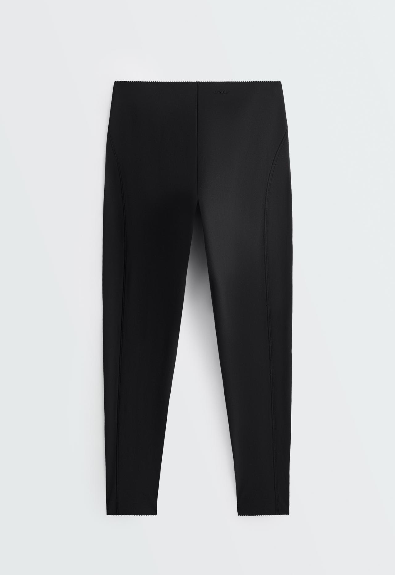 Ankle-length high rise Compressive core control leggings — BLACK