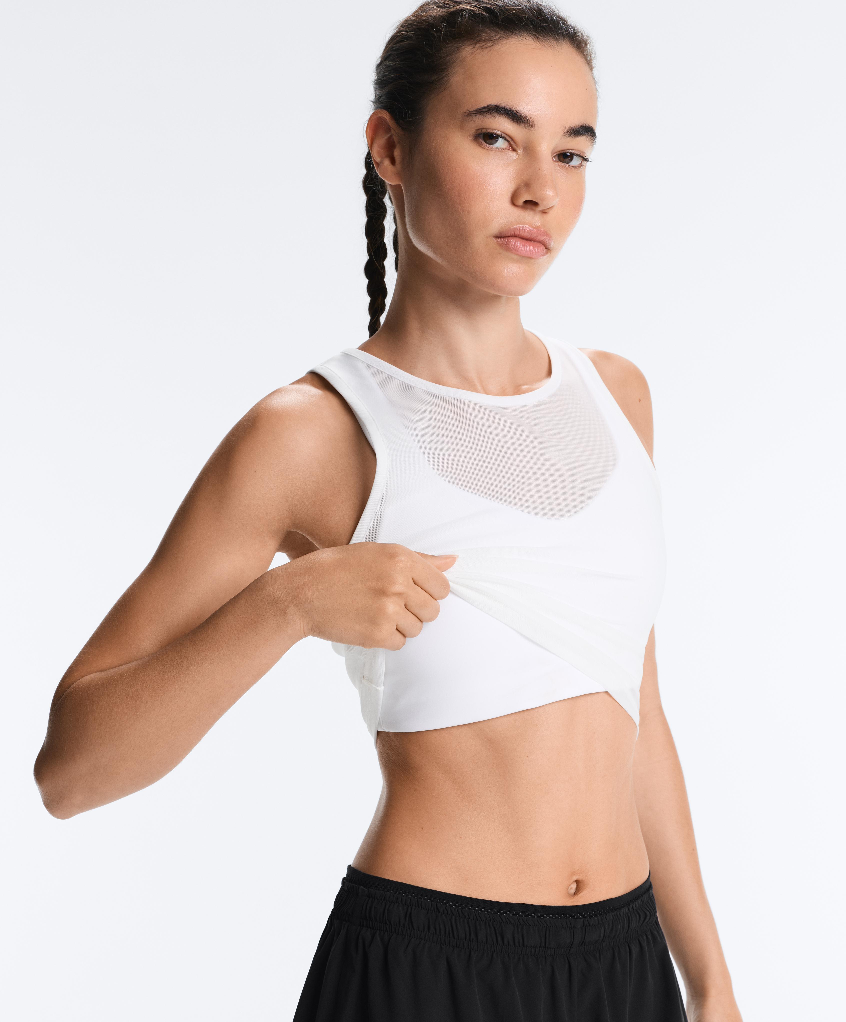 Sheer compressive tank top — WHITE