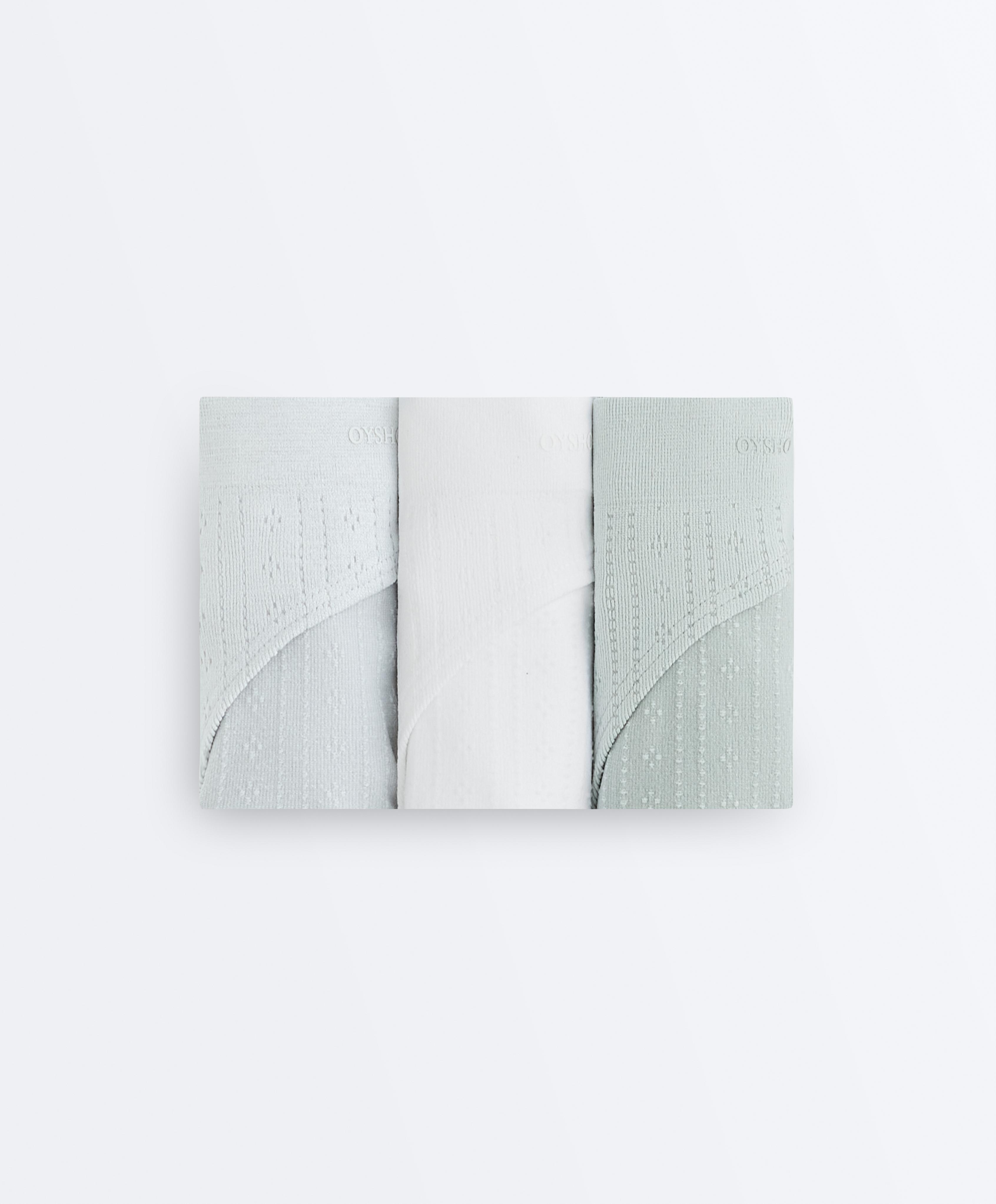 3 seamless soft-touch openwork classic briefs — AQUAMARINE
