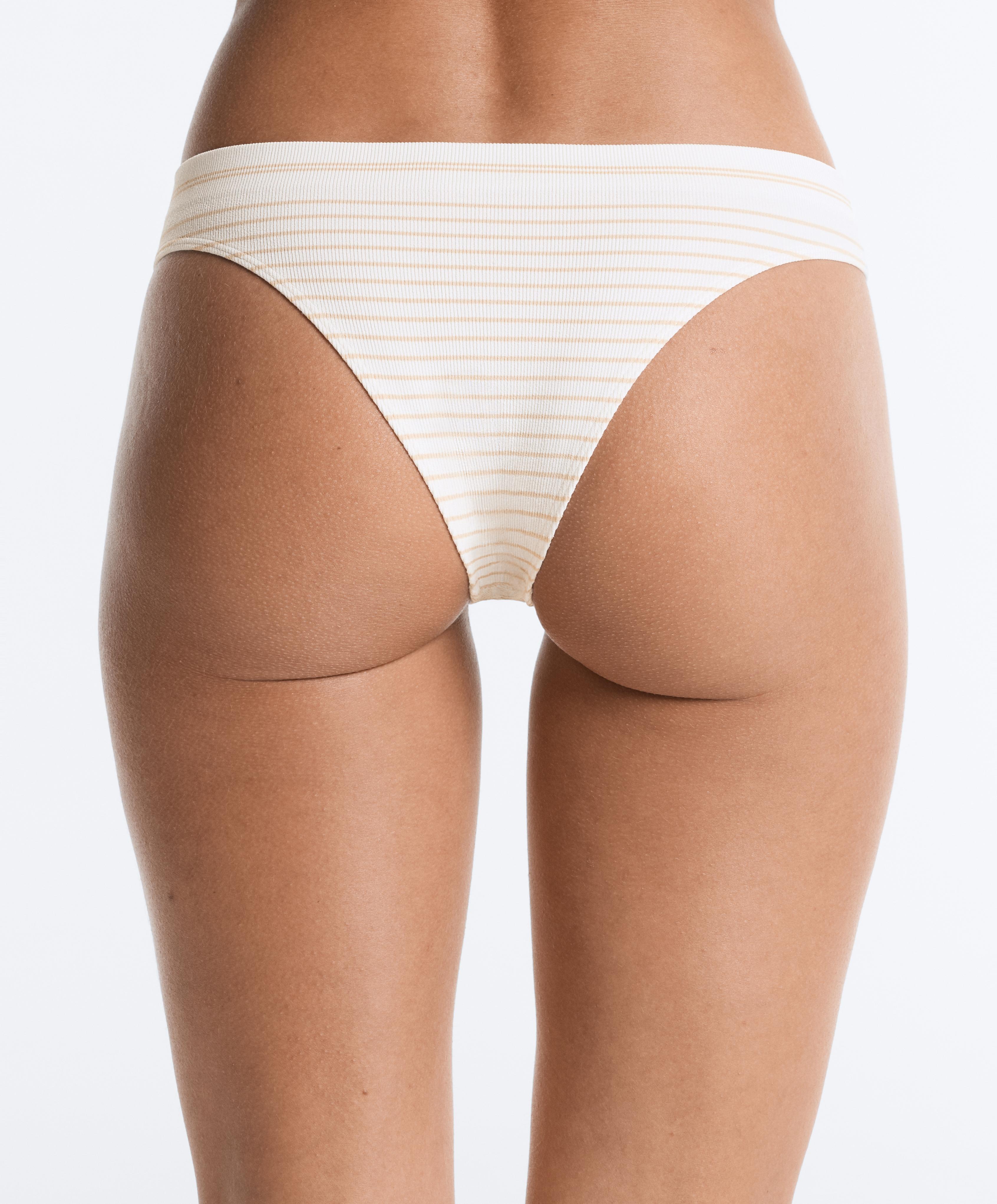 3 seamless ribbed polyamide blend Brazilian briefs — WHITE