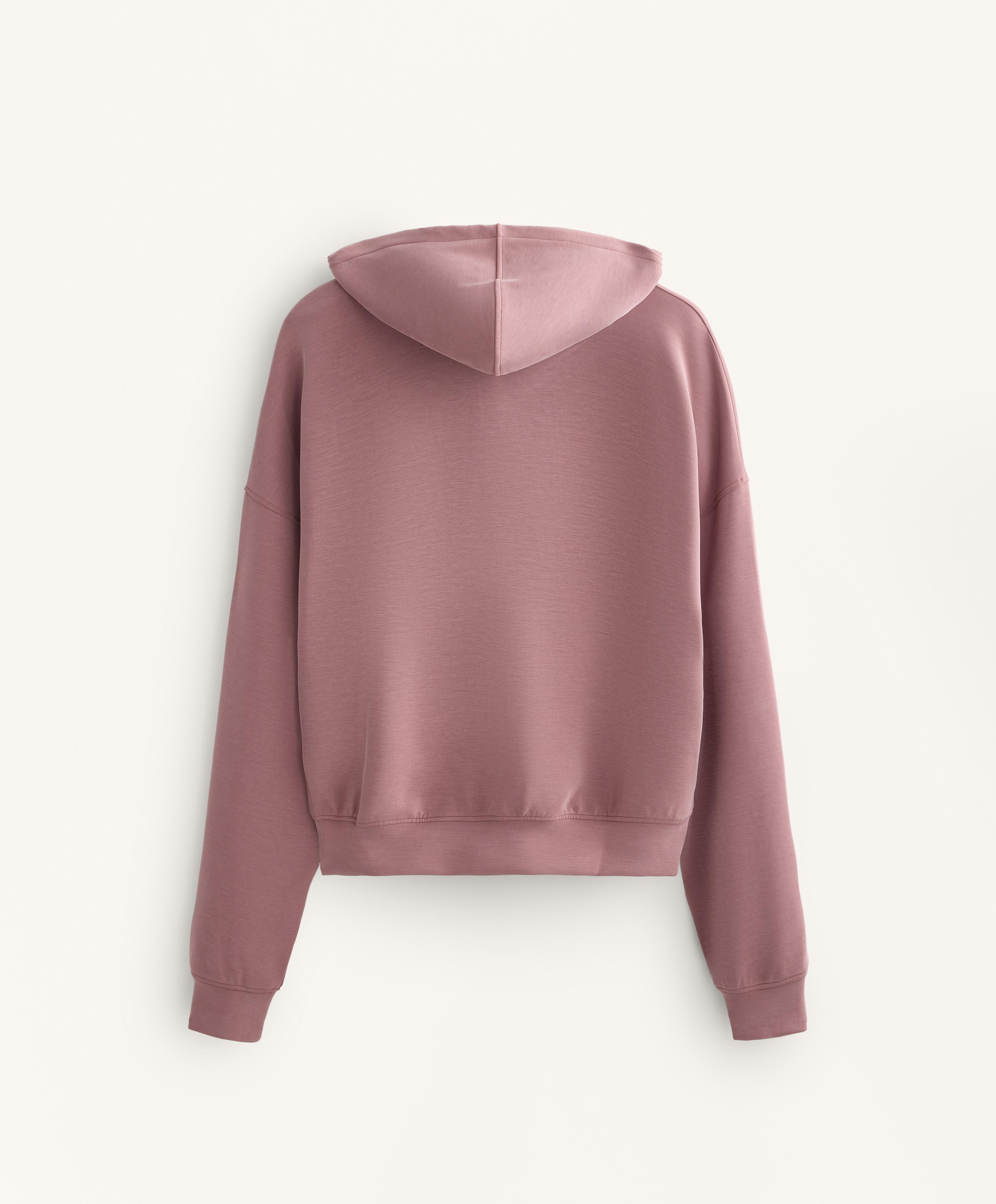 Boxy hoodie with brushed modal — PINK-MAUVE