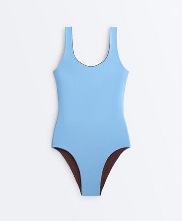 Reversible round neck swimsuit — CHOCOLATE 11
