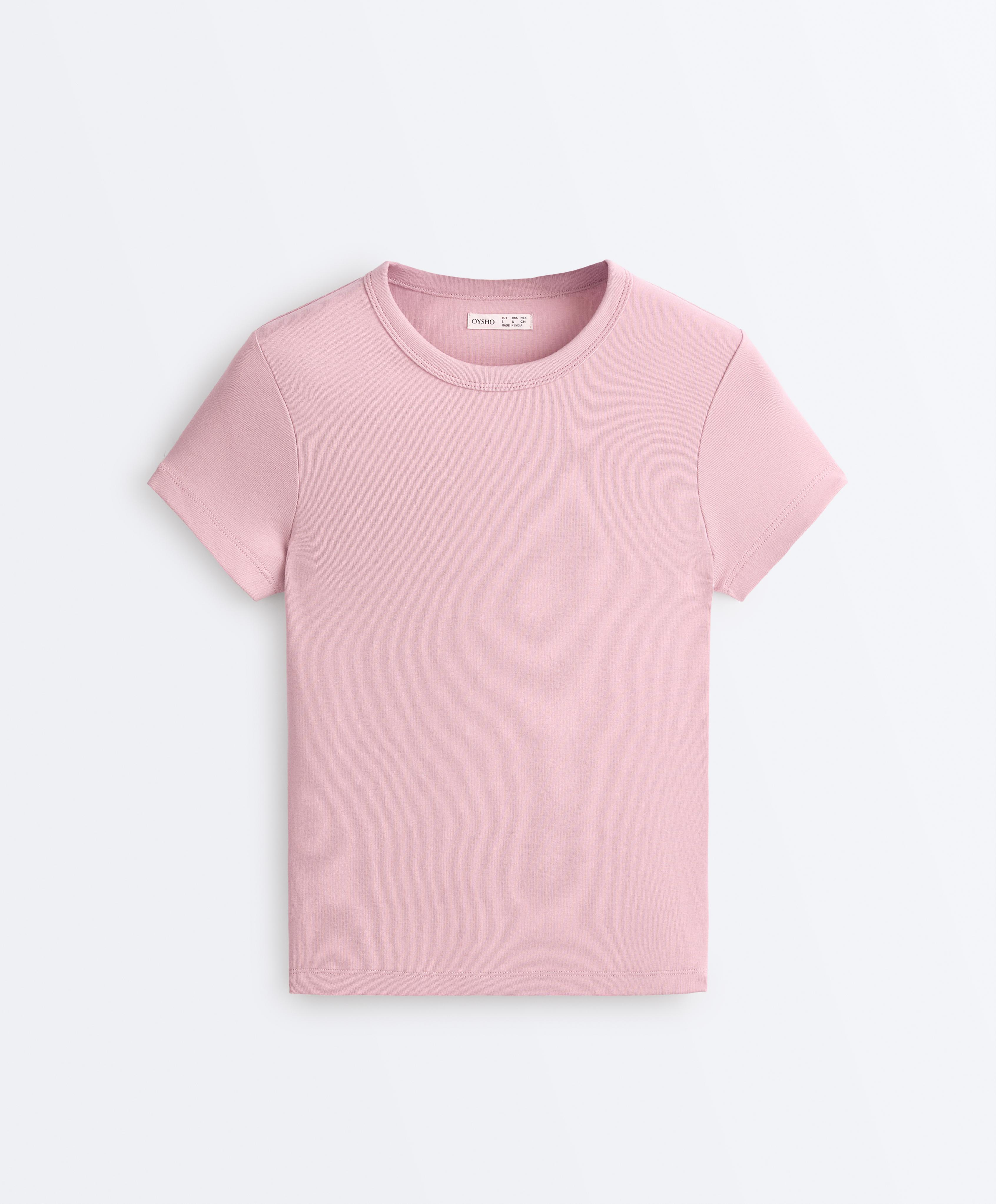 Fitted short sleeve rib T-shirt in cotton blend