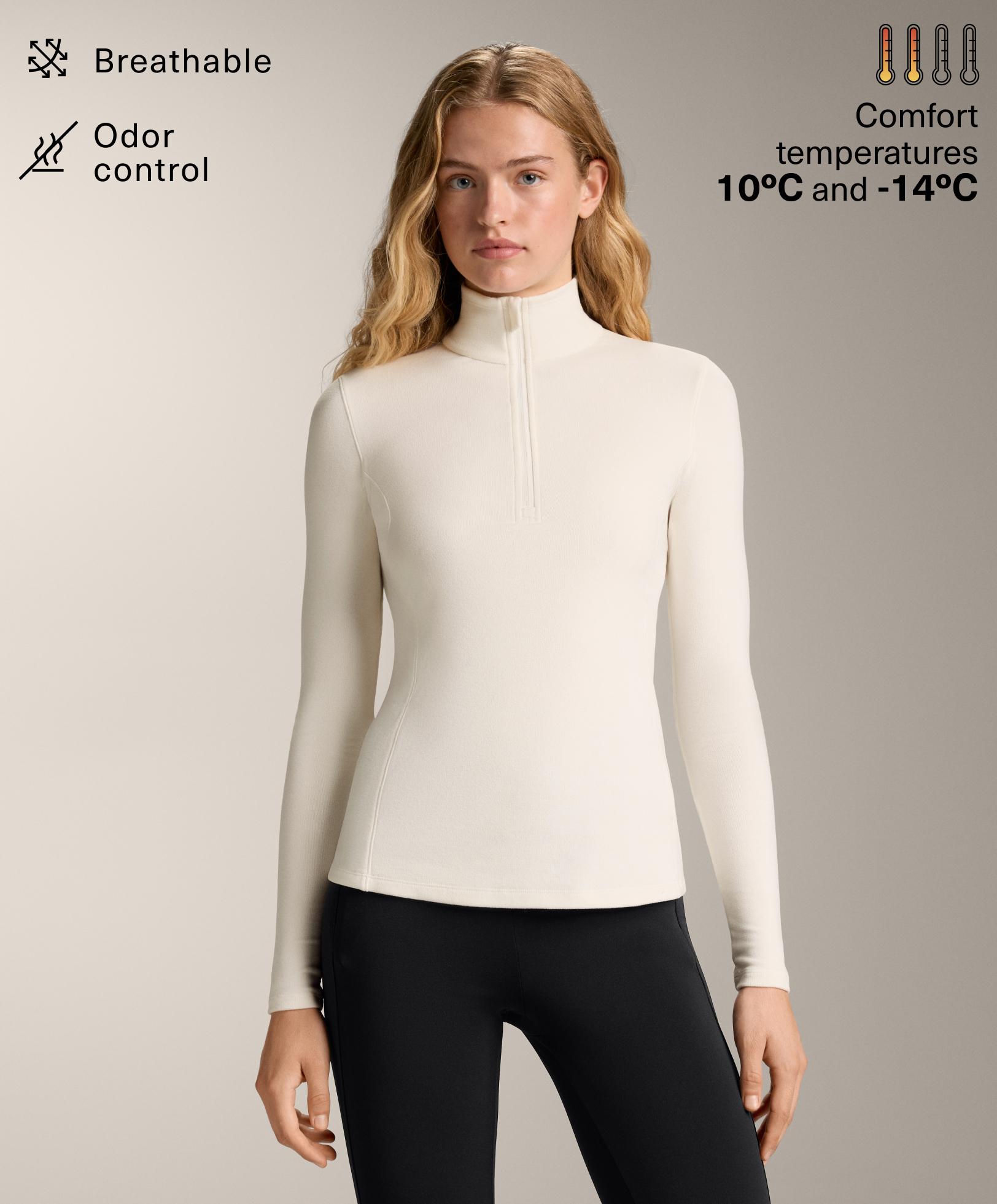 تيشيرت حراري بطبقة أساسية صوفية بسحاب نصفي - تنزيلات