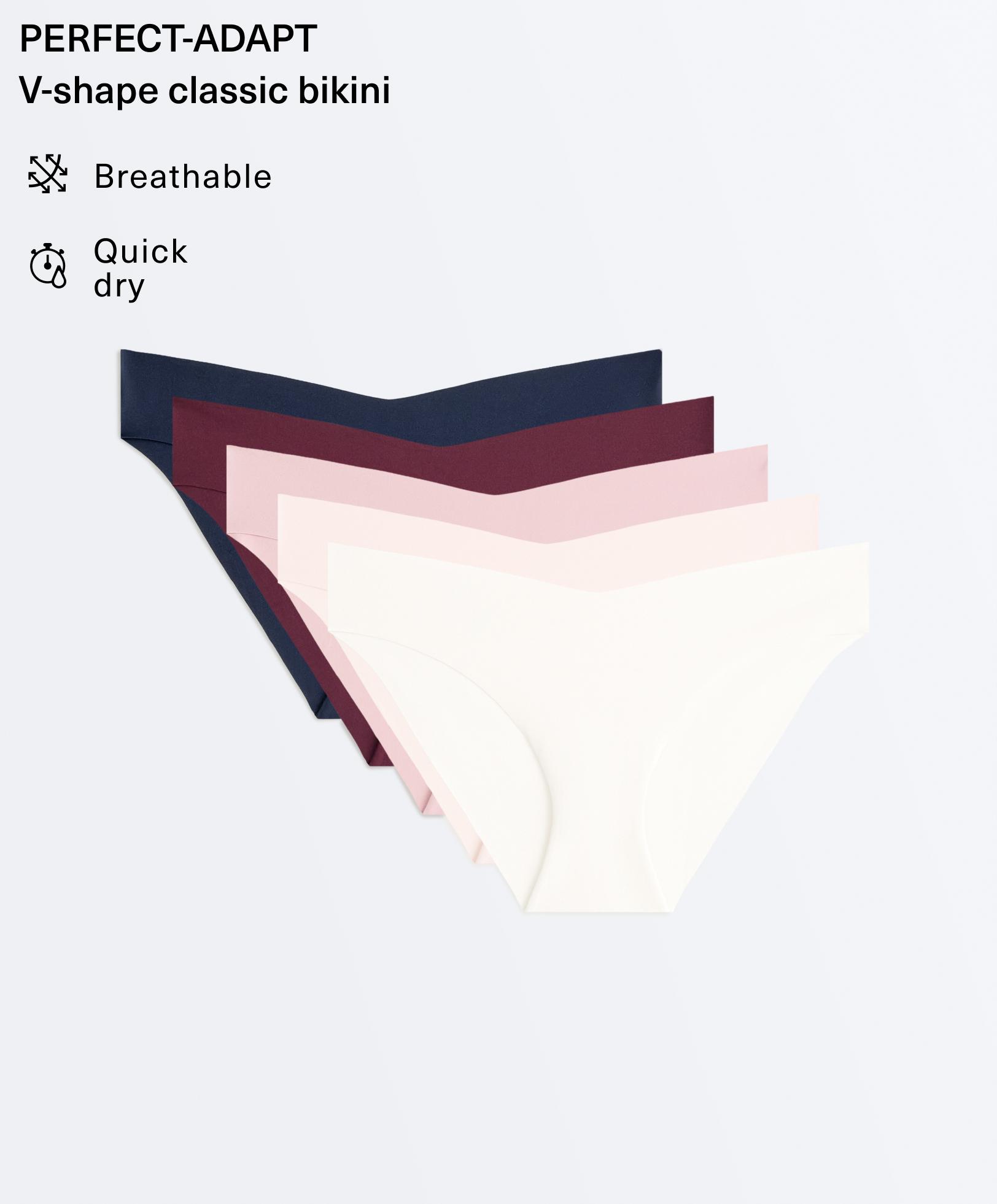 5 invisible laser-cut polyamide blend V-cut bikini briefs — WASHED ROSE