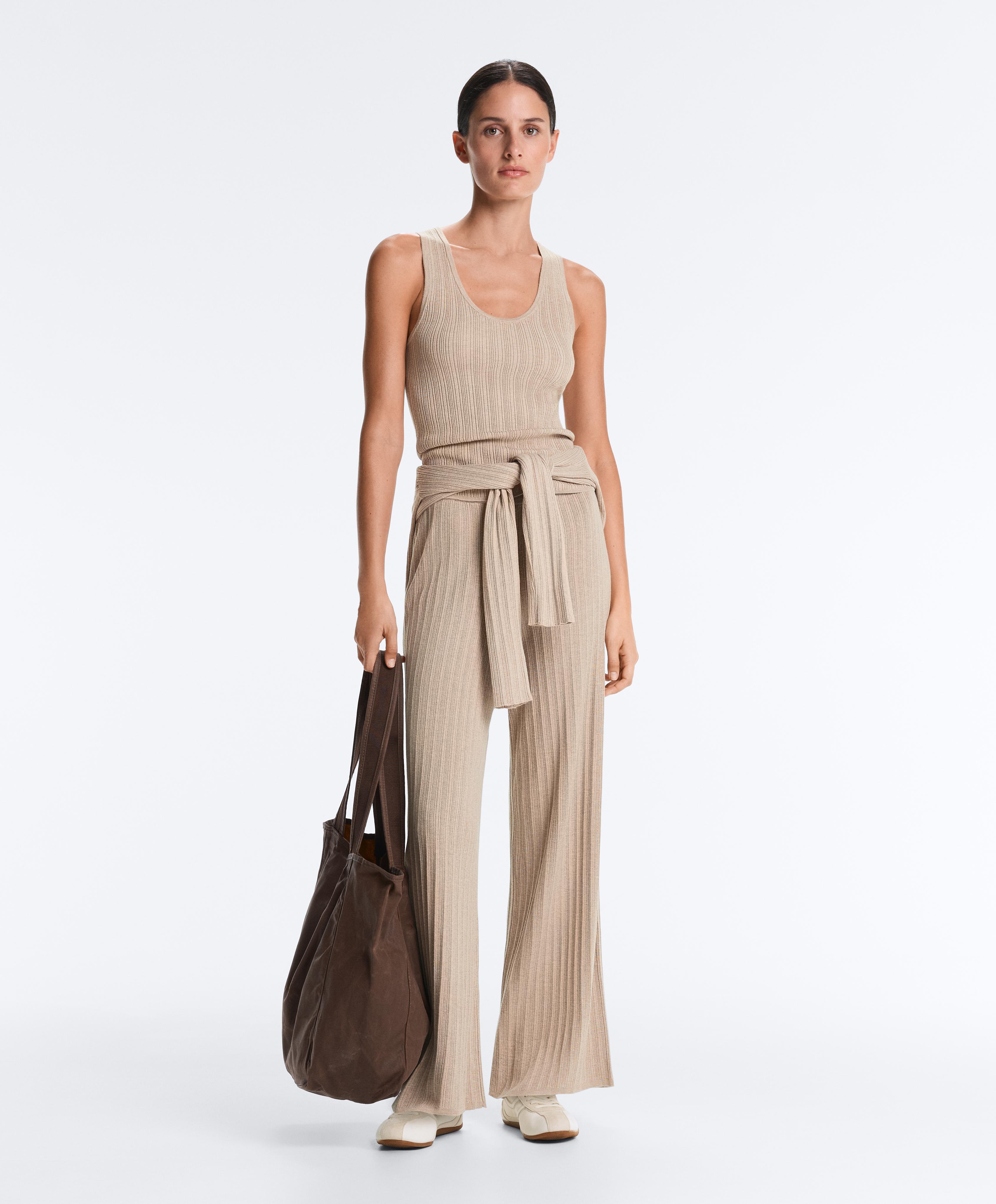 Fitted ribbed knit top — SANDY
