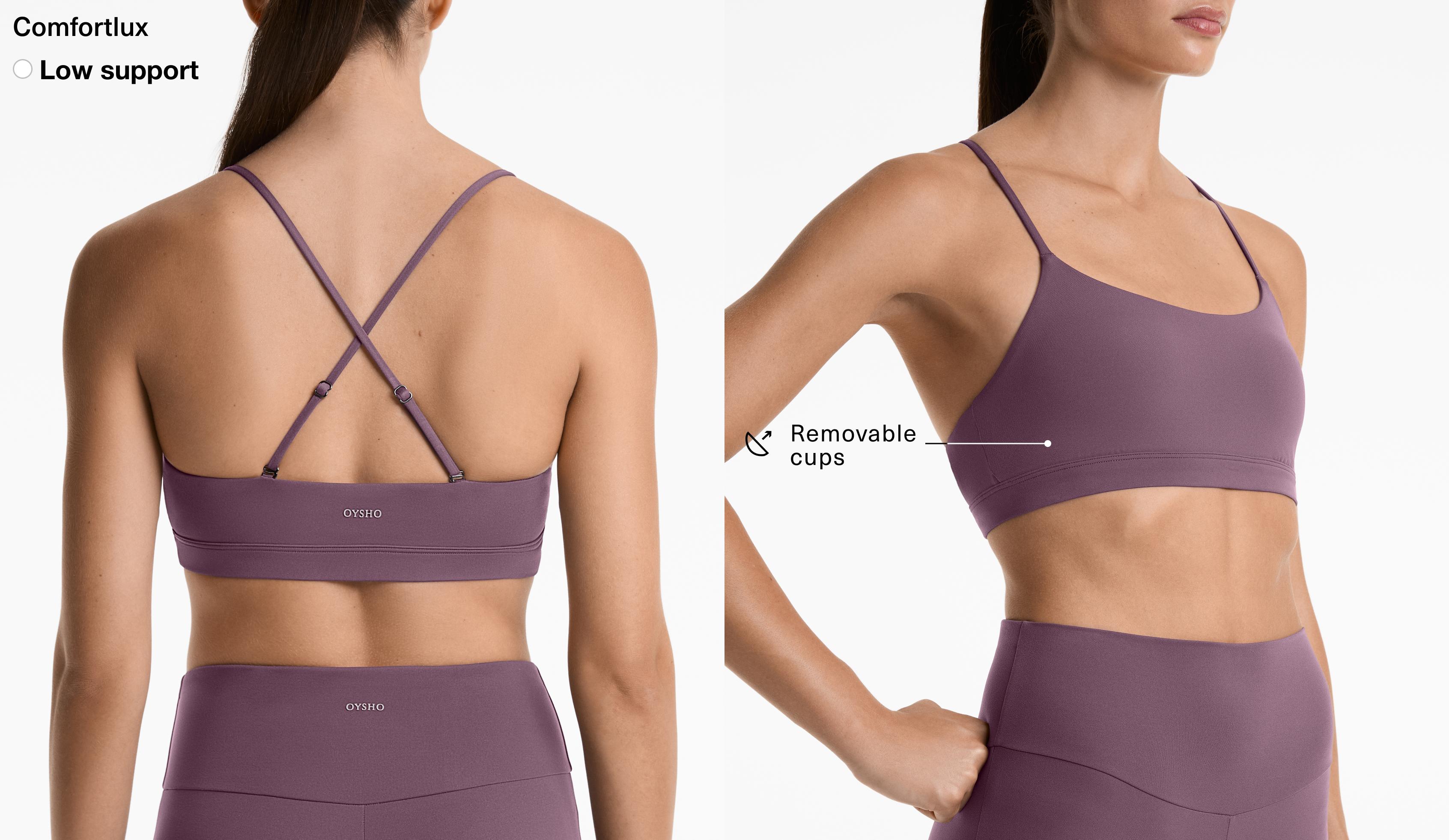 Comfortlux light-support sports bra with crossover straps