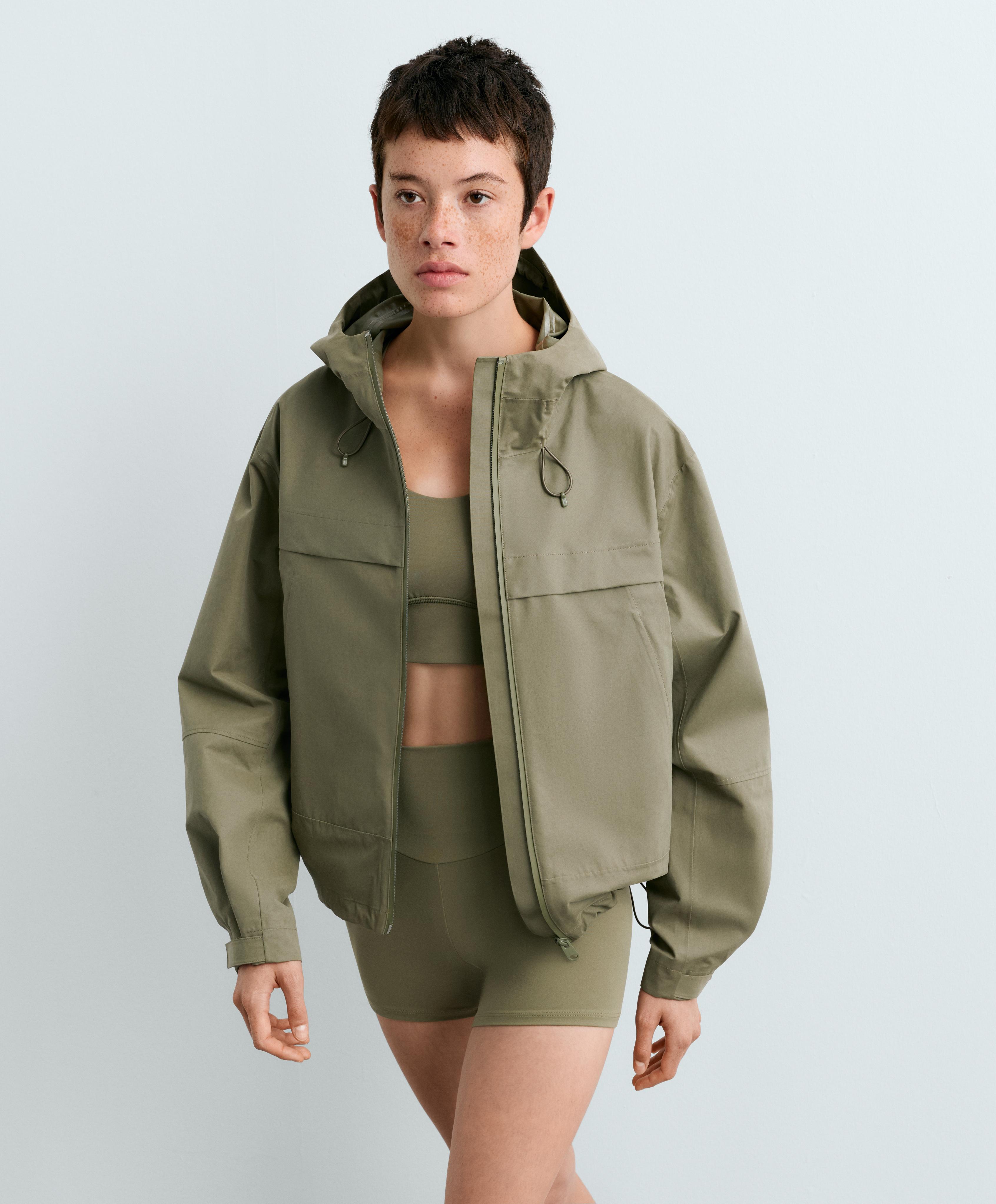 Short 10k waterproof canvas technical jacket — DARK KHAKI