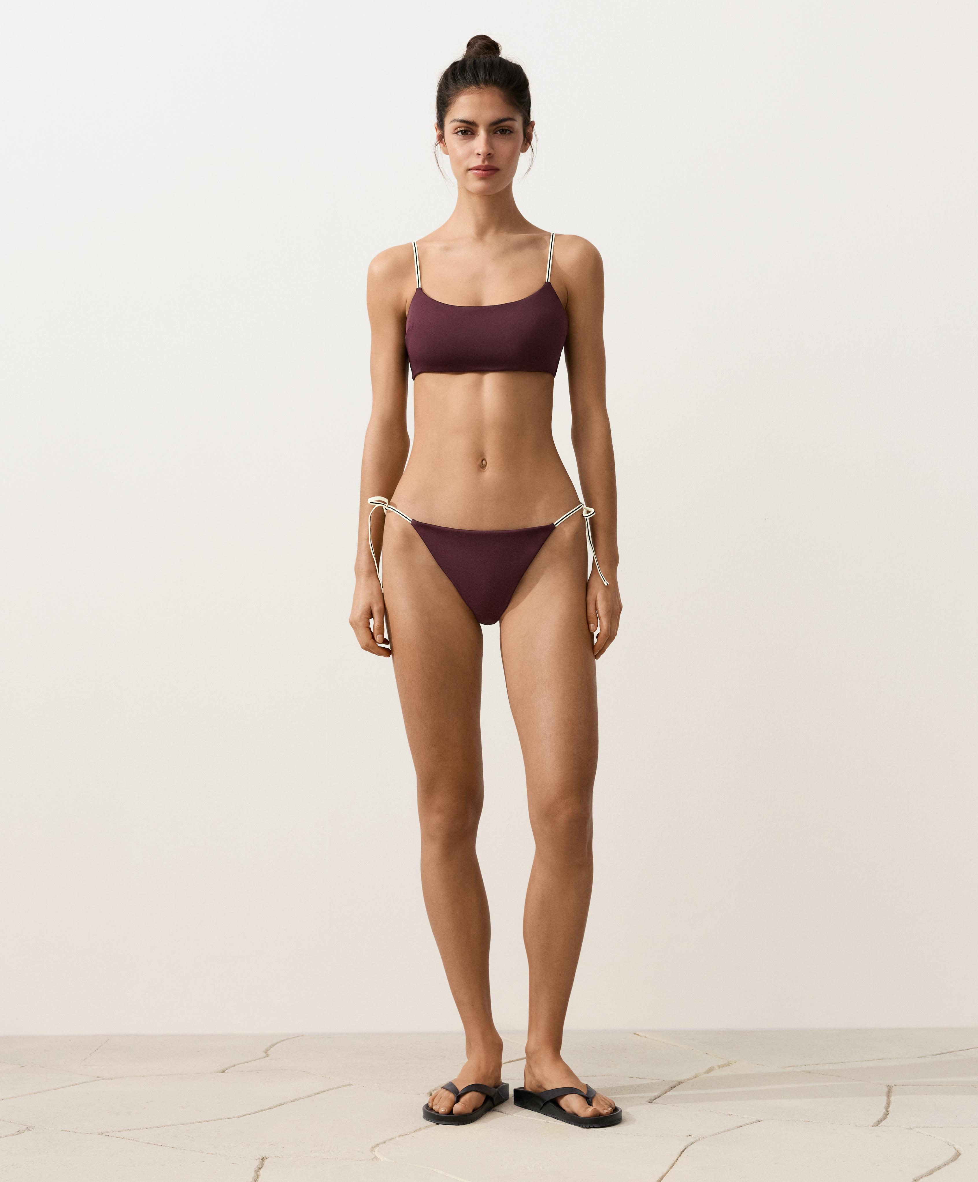 Contrast strap bikini top — DARK PLUM