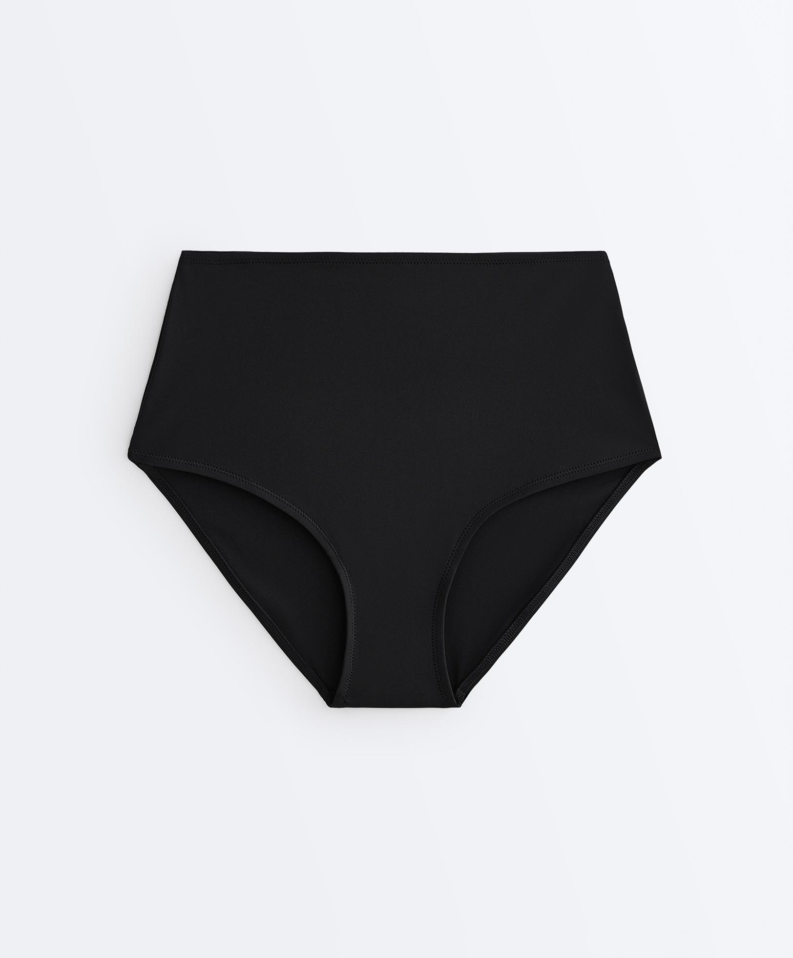 Shapewear-effect high-waisted bikini briefs — BLACK