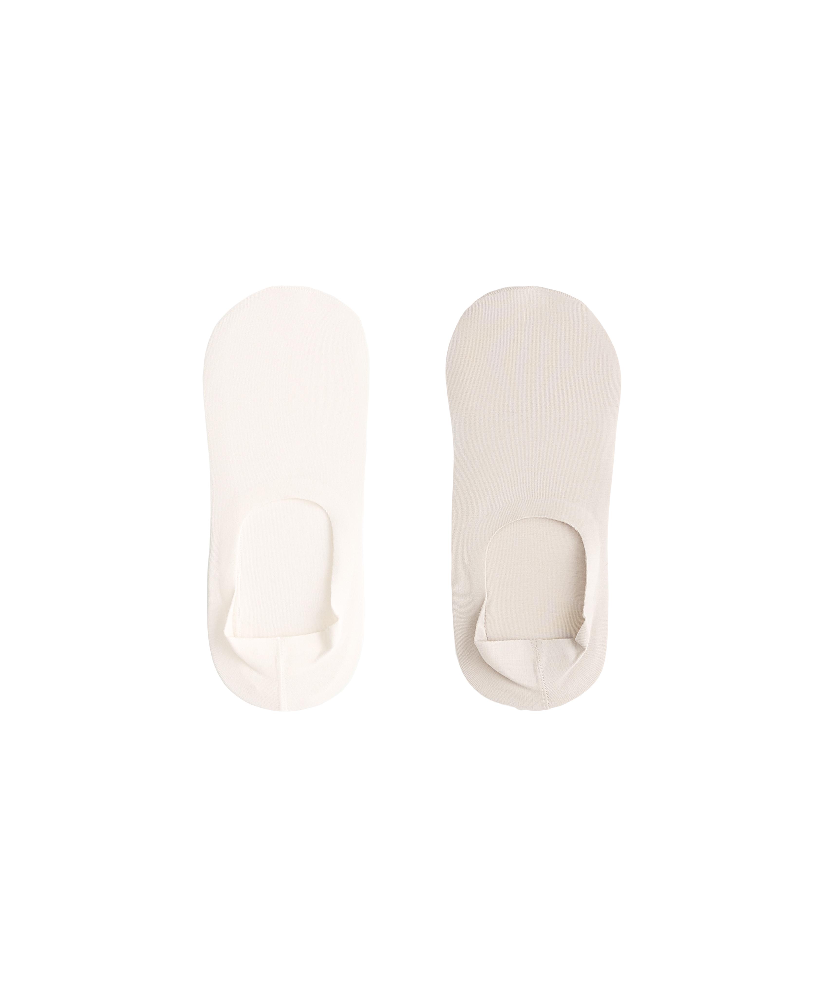 2 pairs of high-cut ribbed cotton blend invisible socks — LIGHT STONE