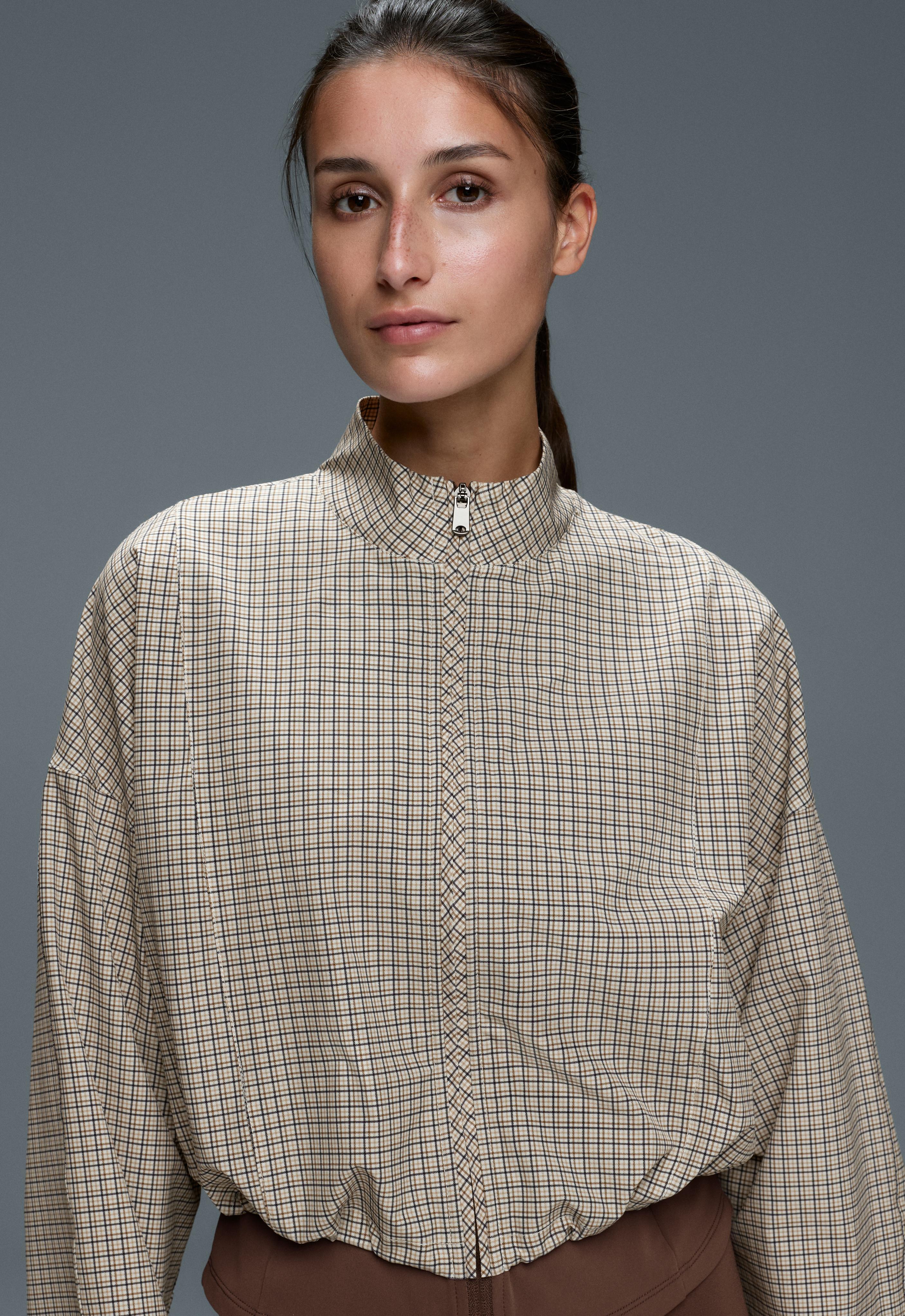 Check print double-layer technical jacket Check print double-layer technical jacket