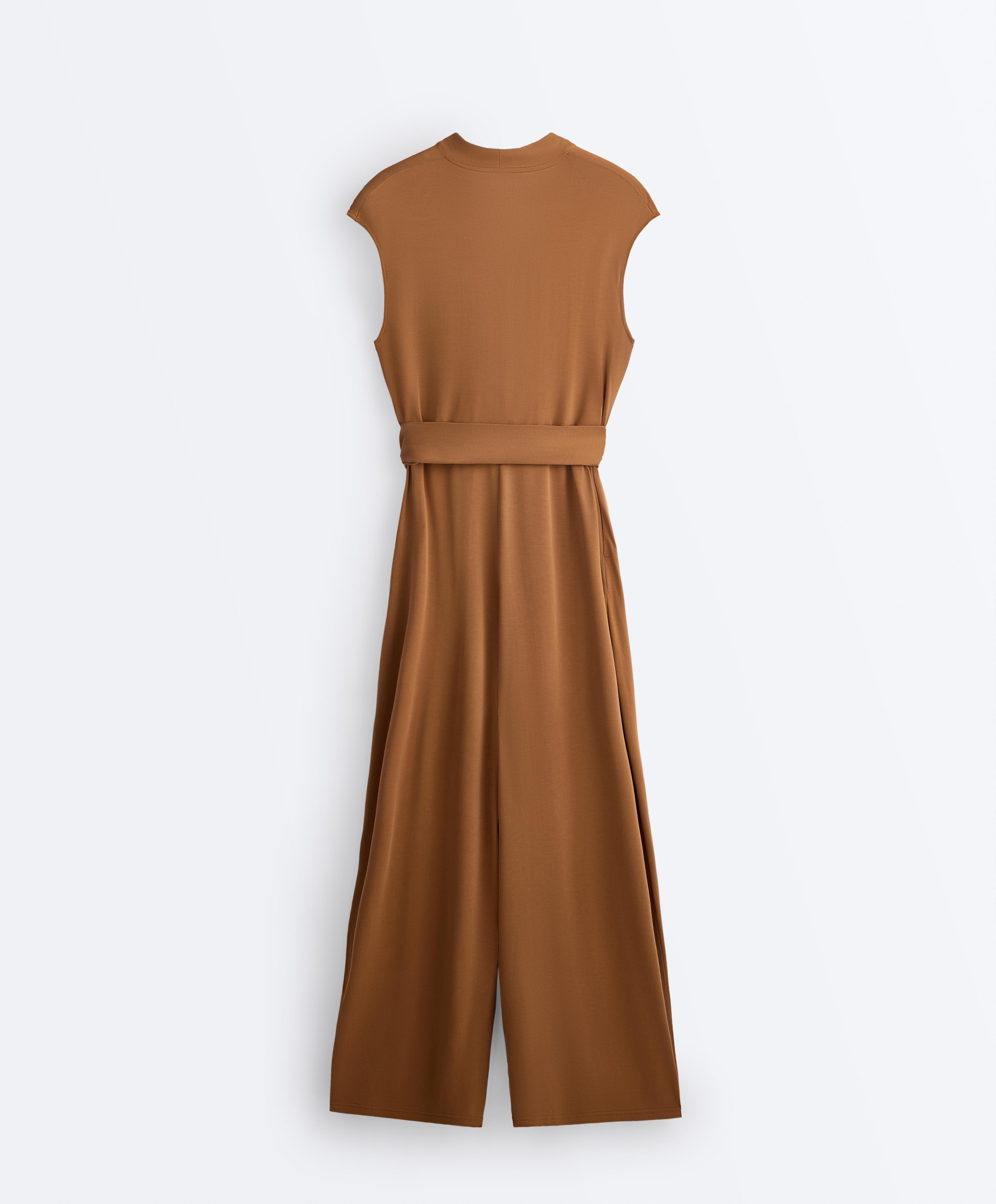 Crossover modal blend long jumpsuit — COPPER