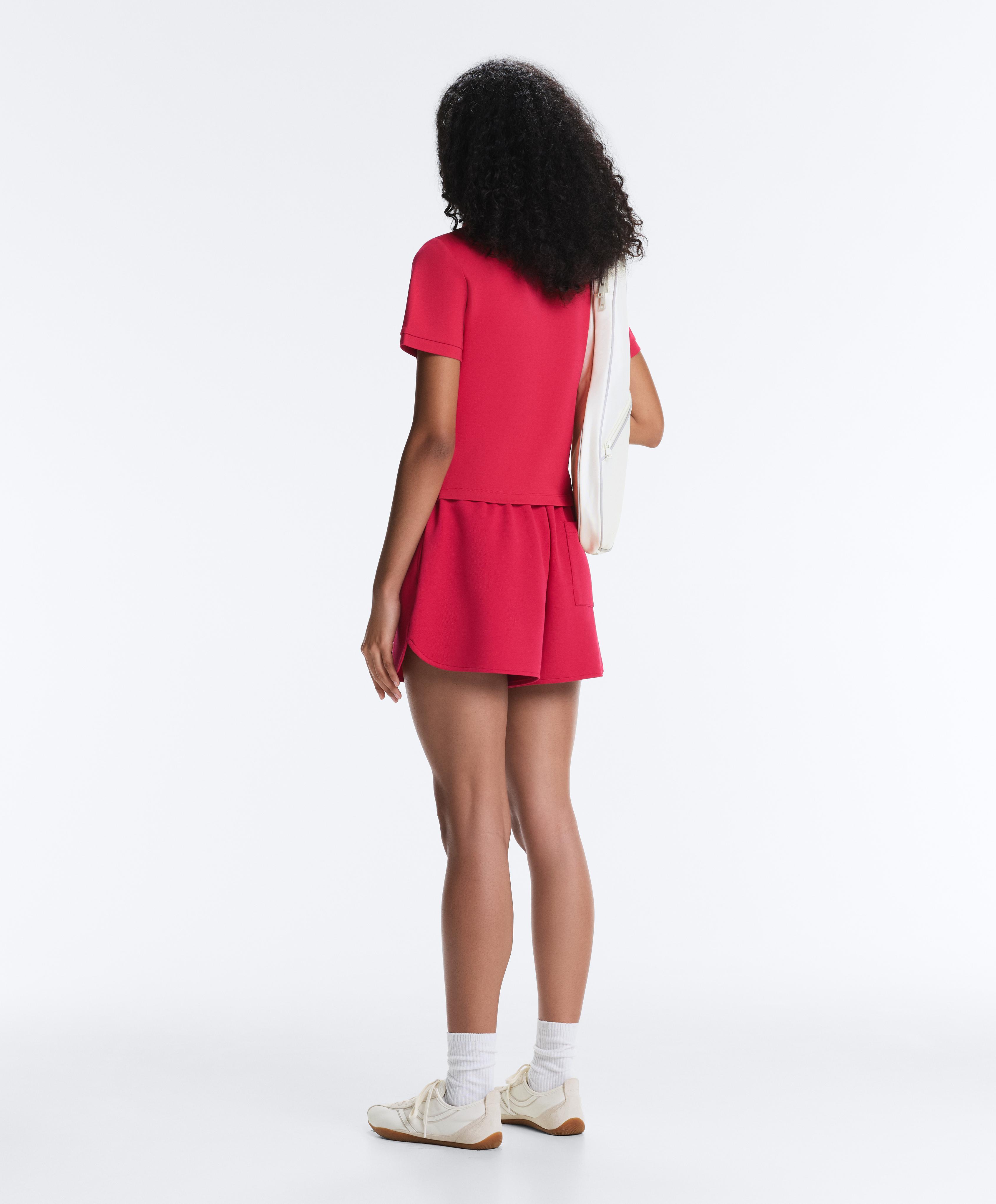 Slim-fit piqué cotton short-sleeve polo shirt — RED