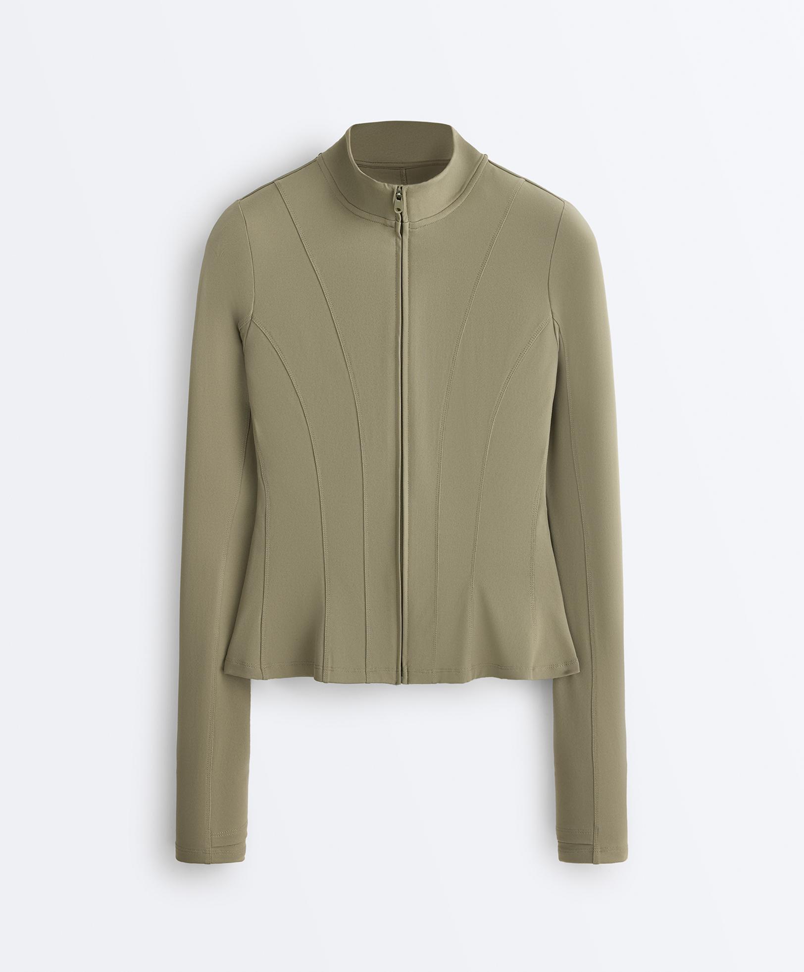 Evermove peplum technical jacket — WASHED KHAKI