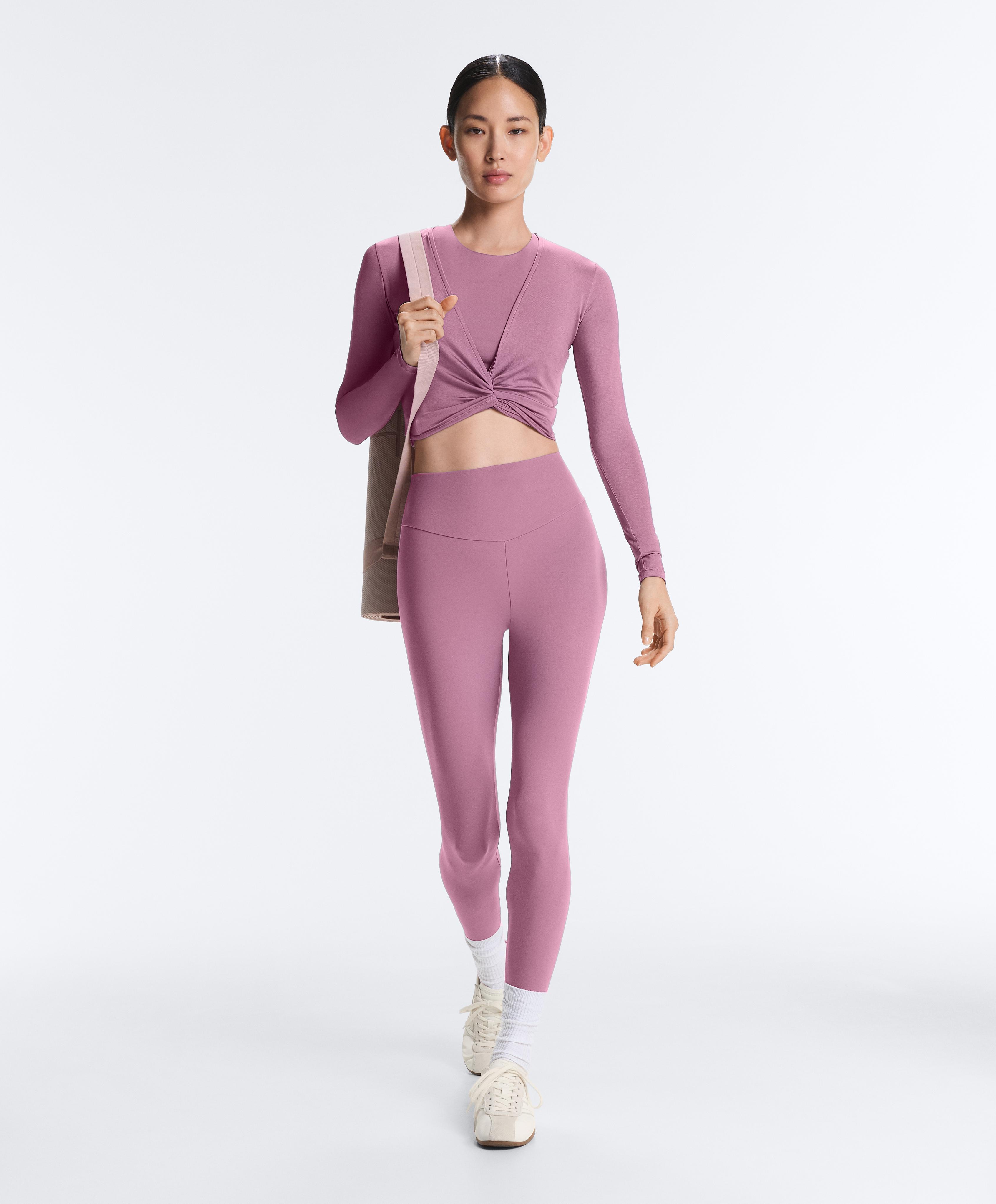 Lyocell blend wrap T-shirt — MAUVE PINK