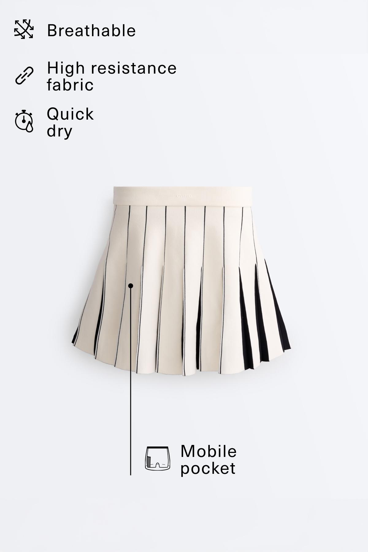 Short high rise seamless pleated skirt — PALE ECRU