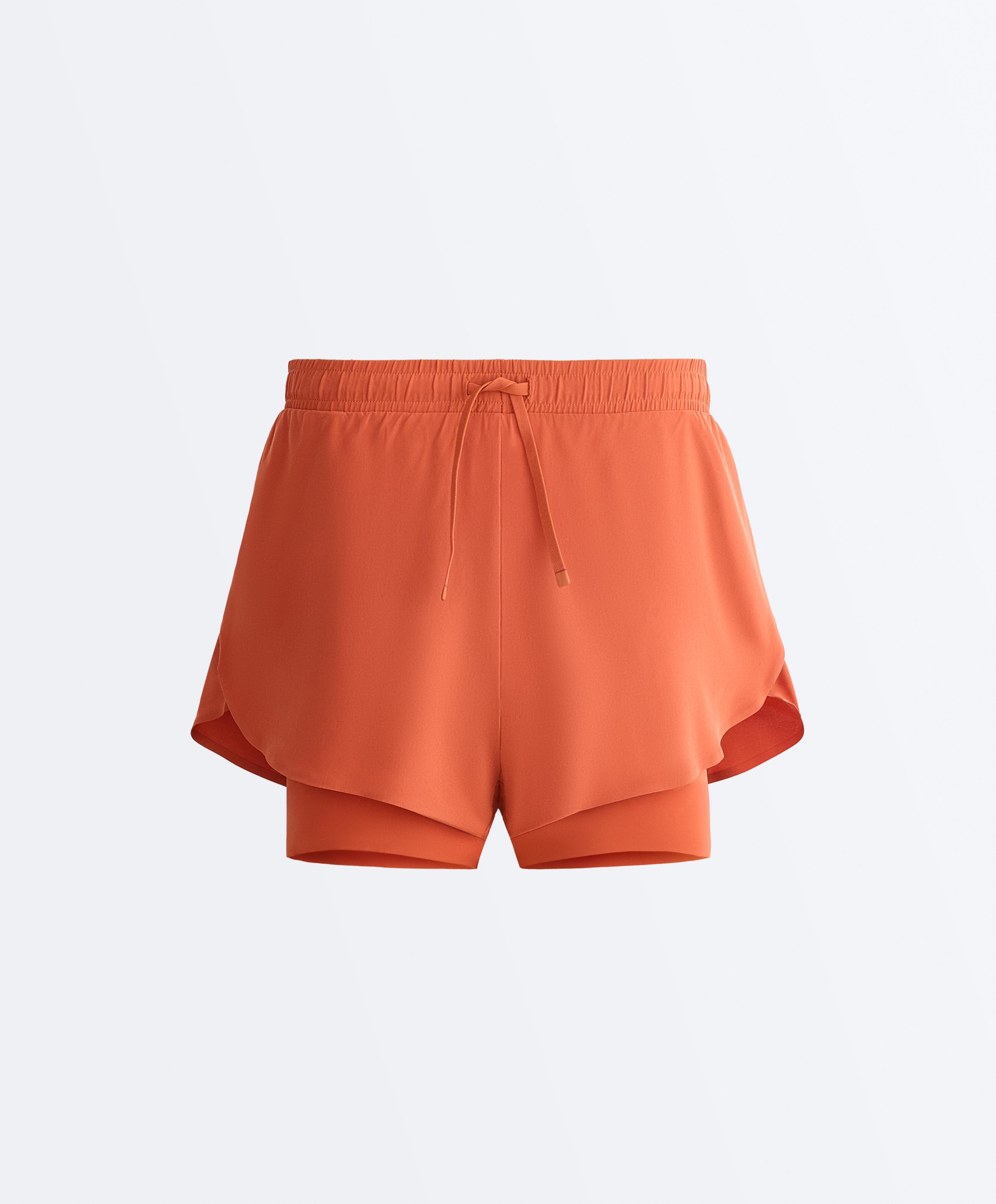Light Touch 2-in-1 mid-rise shorts — TERRACOTTA