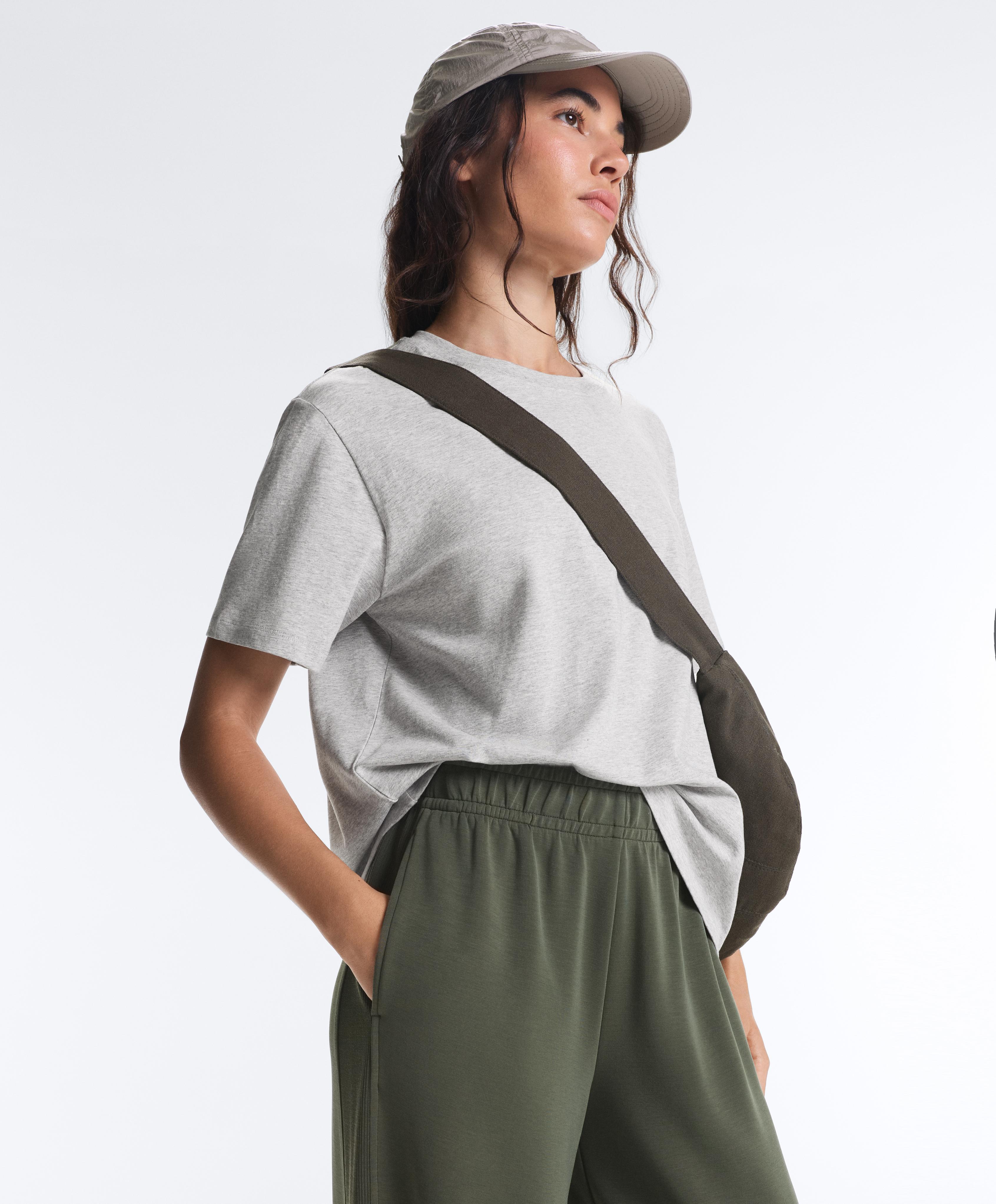 Soft-touch modal wide straight-leg rib trousers — KHAKI