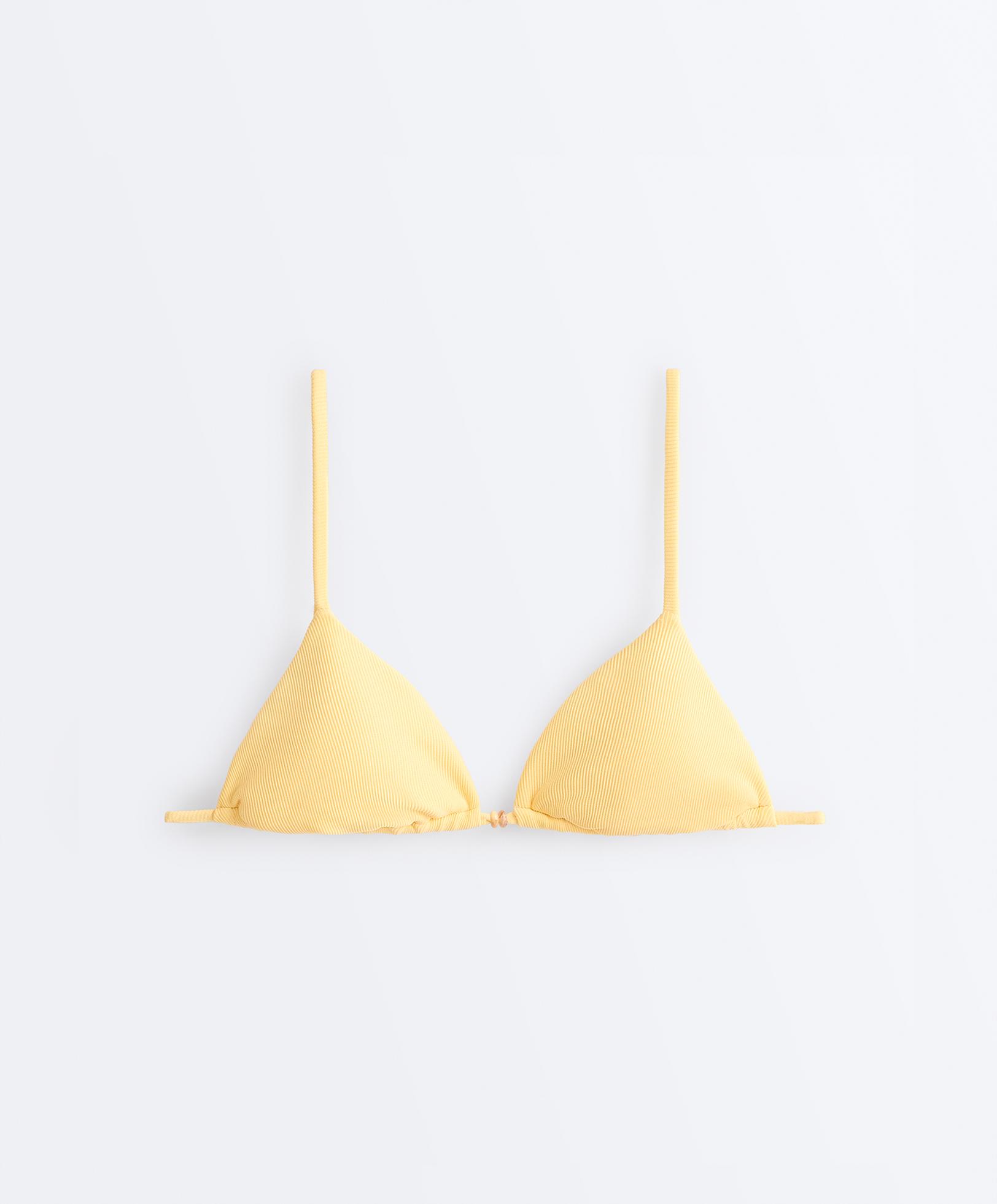 Rib triangle bikini top — SOFT YELLOW