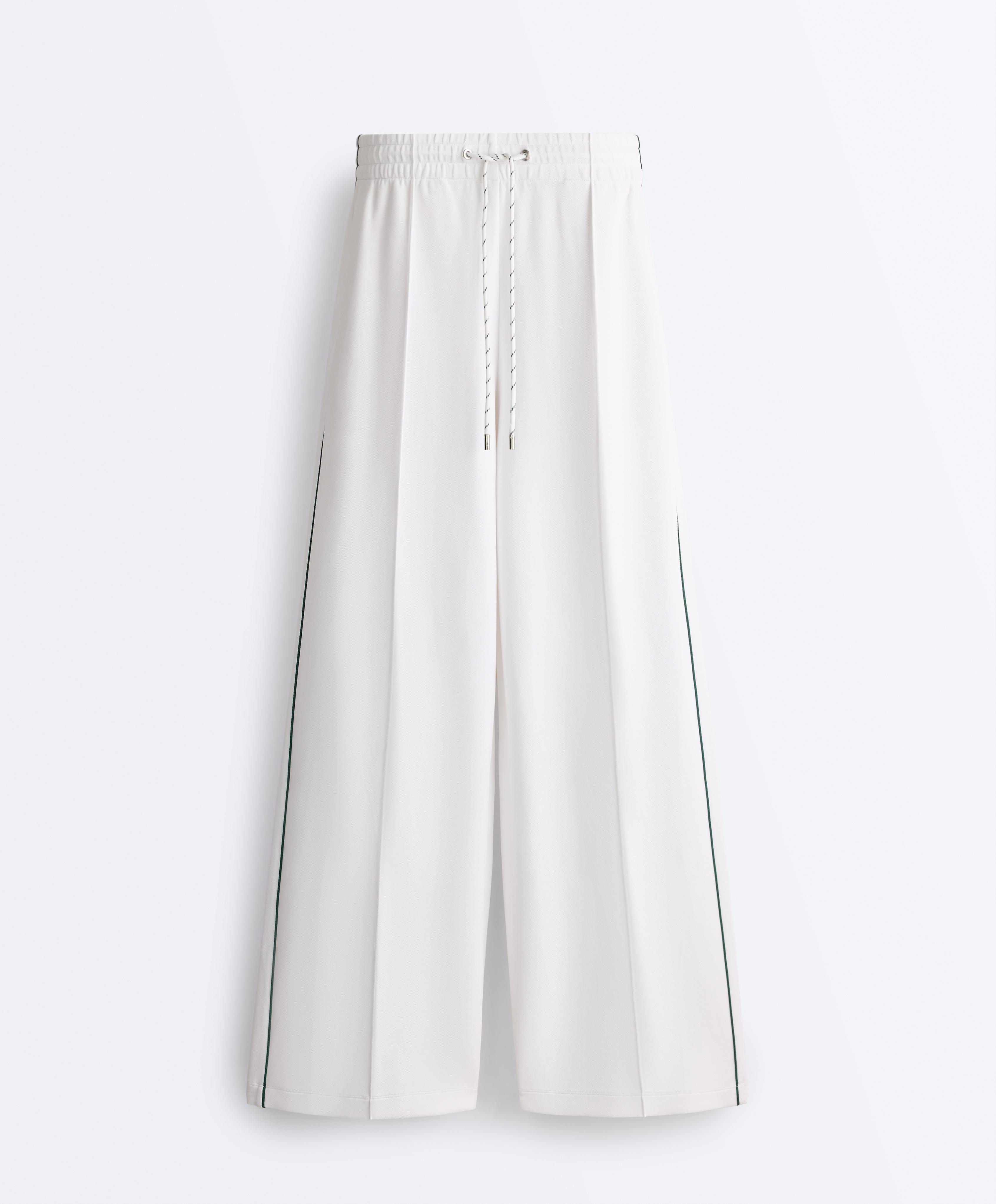 Pantalón recto nervio piqué con algodón piping Pantalón recto nervio piqué con algodón piping