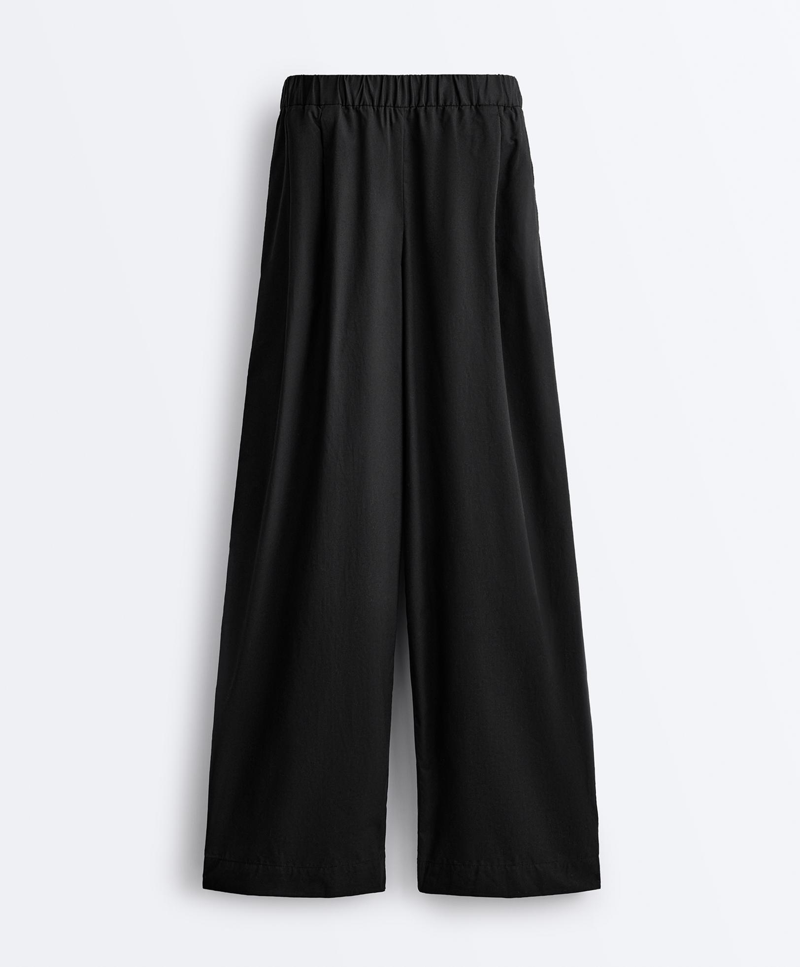 100% cotton tapered trousers — BLACK