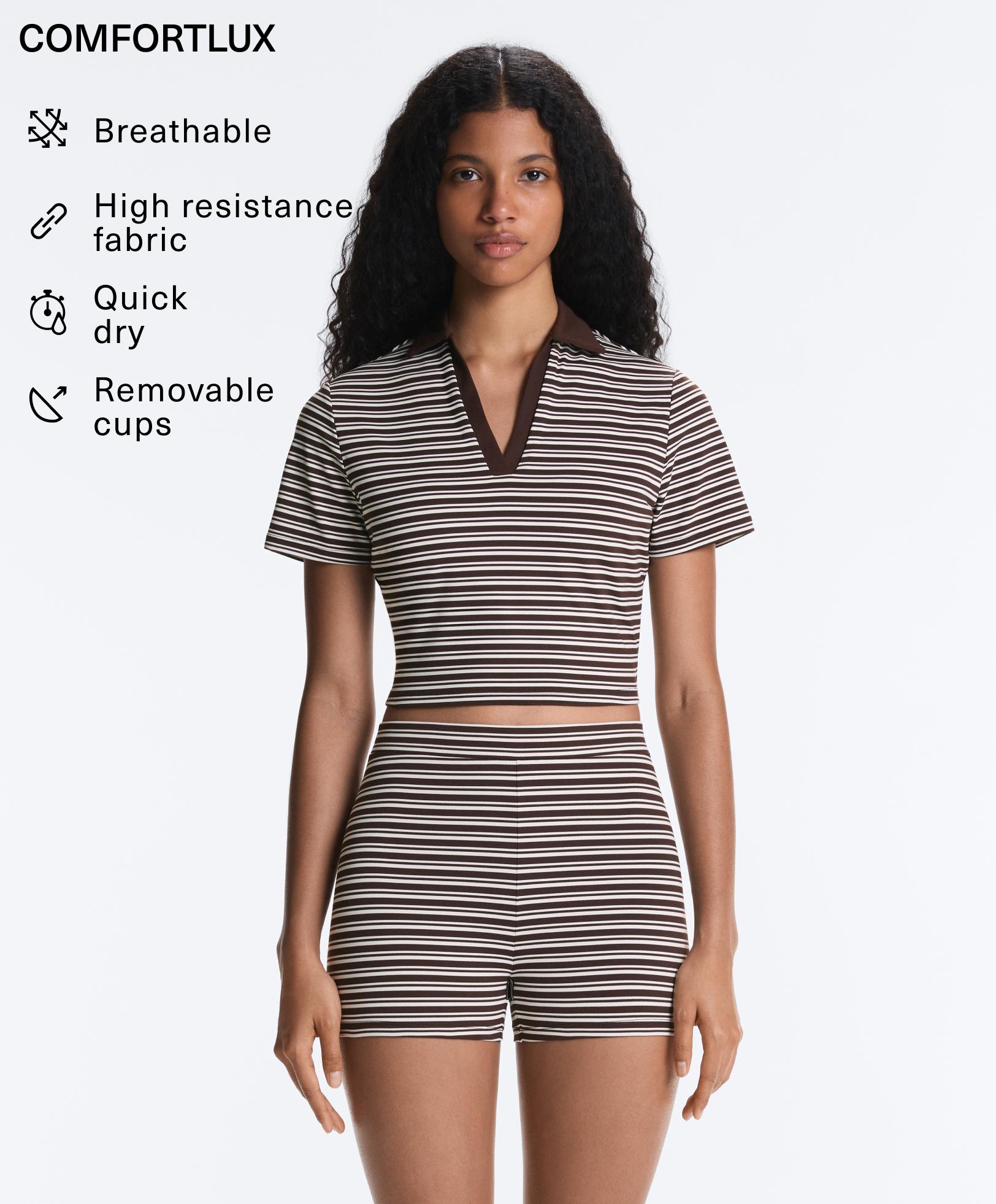 Kurzärmeliges Comfortlux Poloshirt mit Streifen Kurzärmeliges Comfortlux Poloshirt mit Streifen