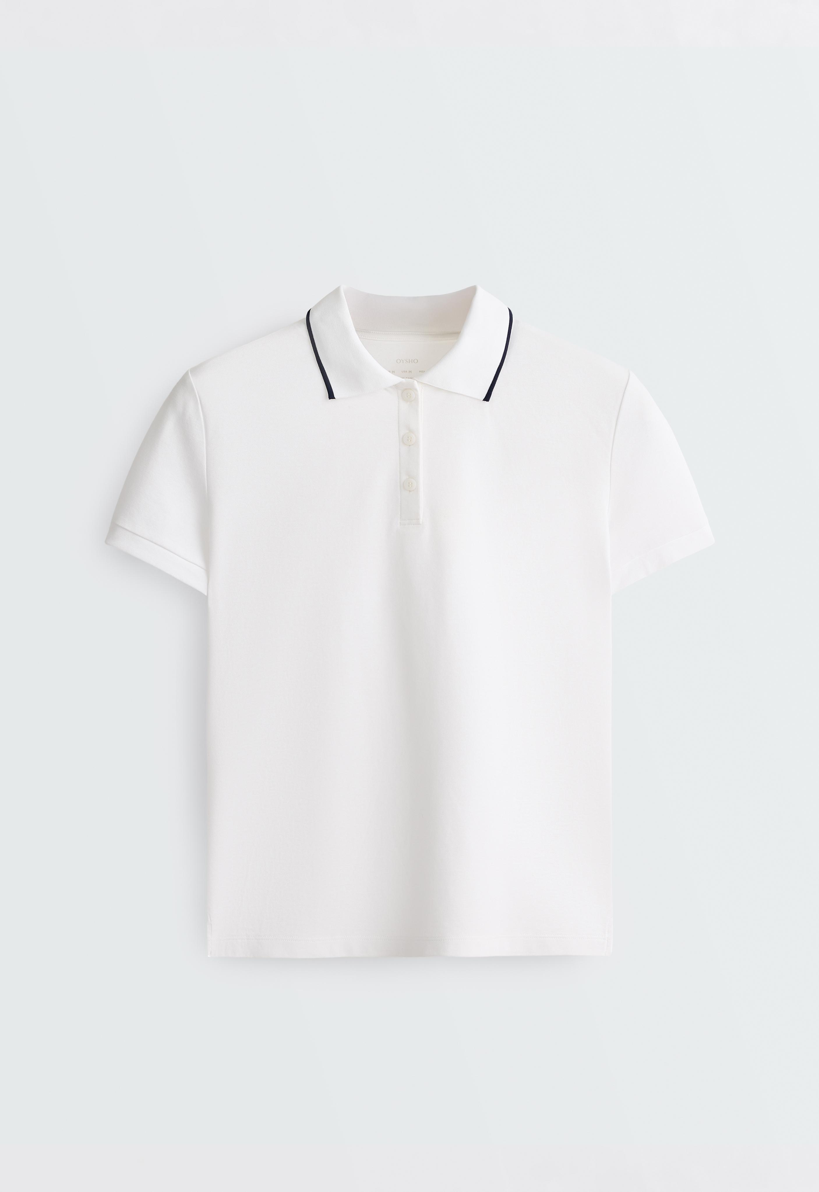 Contrast Piqué Cotton Short-Sleeved Polo Shirt — WHITE 