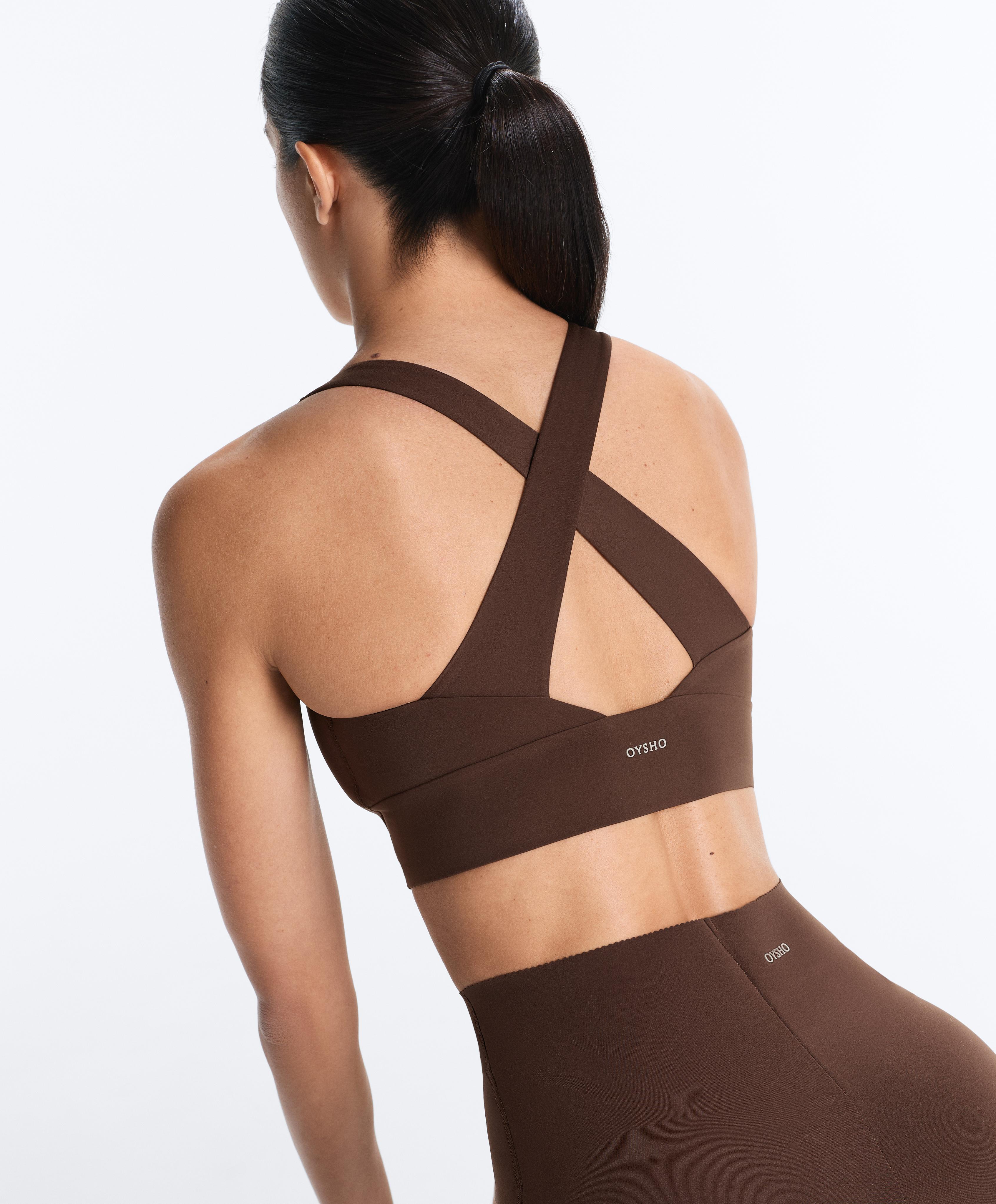 Medium-support Light Touch crossover bra — BROWN
