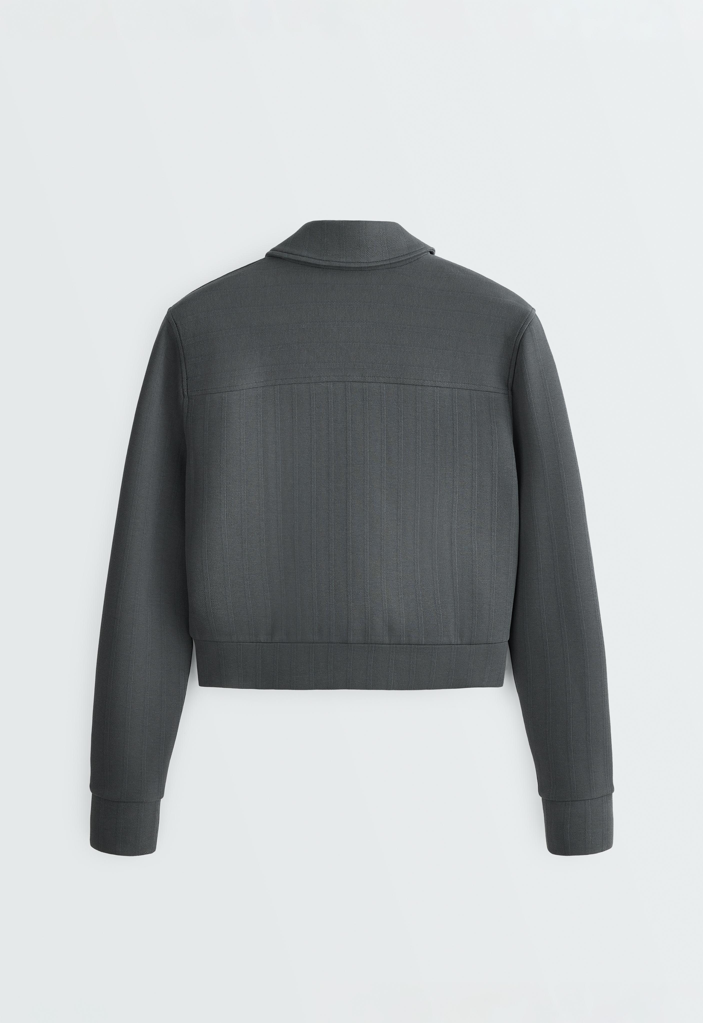 Striped cotton piqué jacket — STEEL GREY