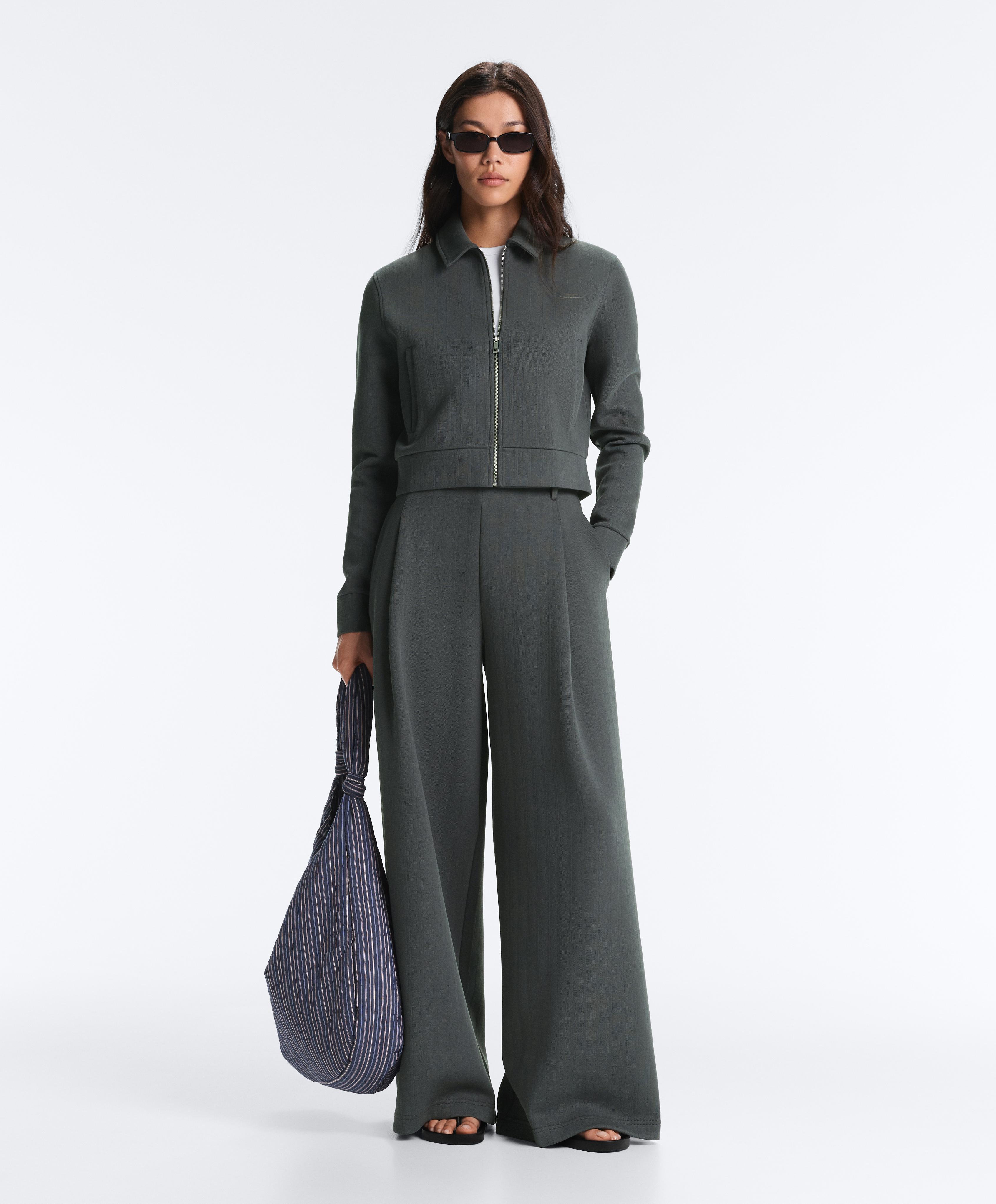 Striped cotton piqué jacket — STEEL GREY