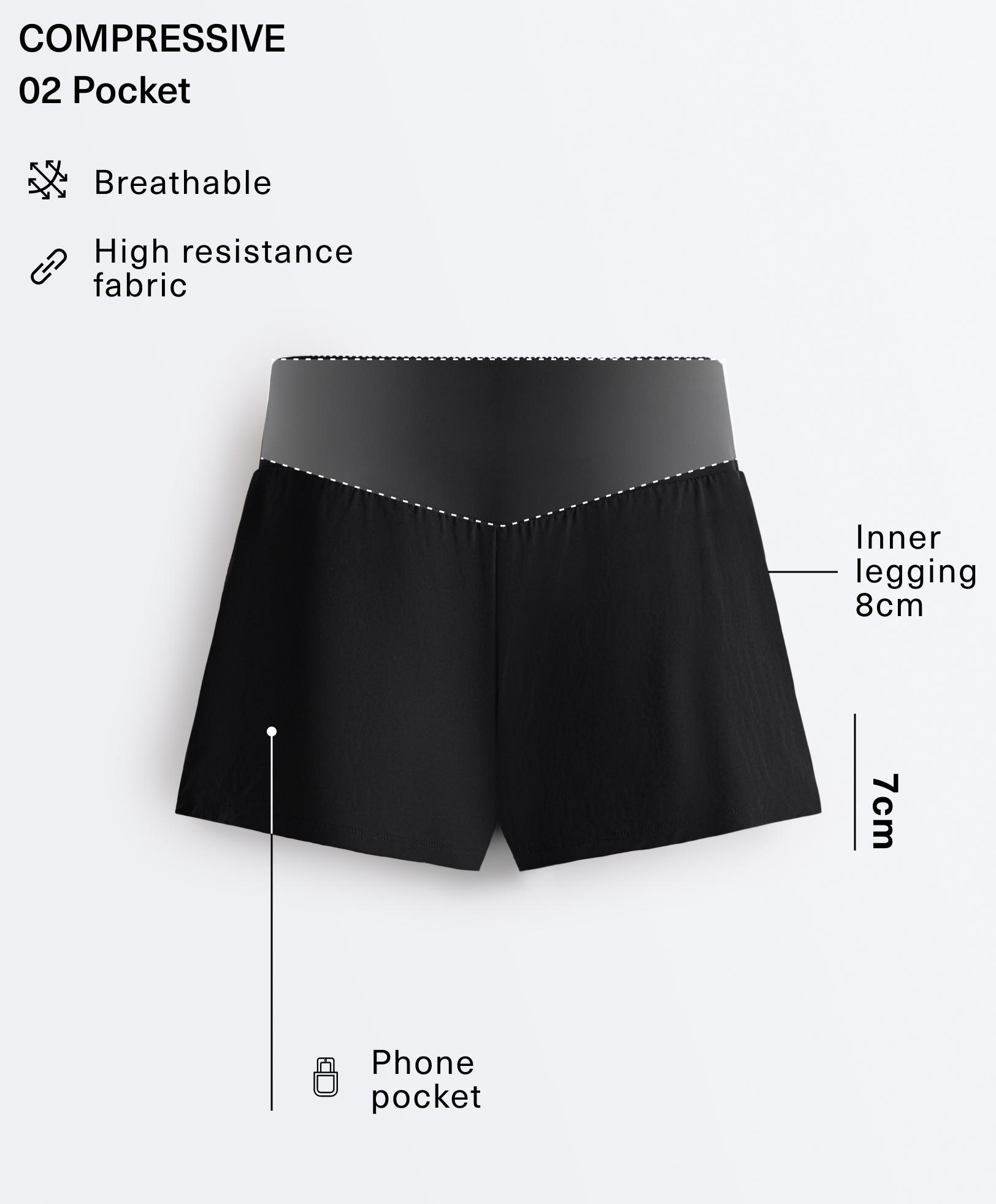 Compressive 10cm 2-in-1 shorts with pocket