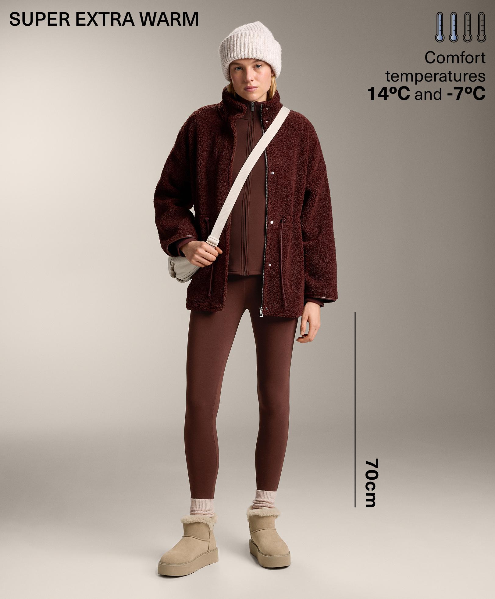 Super-extra-warm seamless 70cm high-rise ankle-length leggings — BURGUNDY