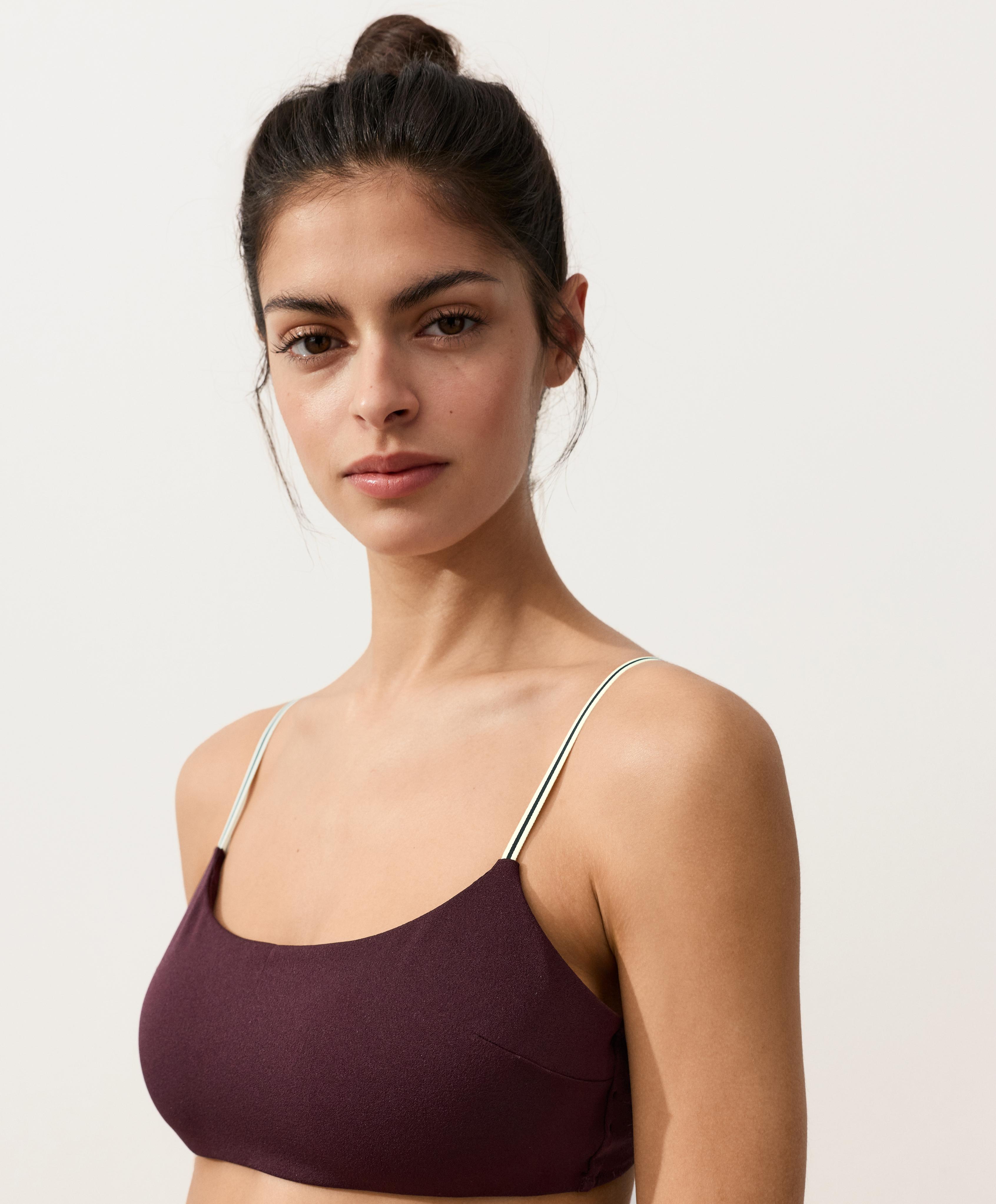 Contrast strap bikini top — DARK PLUM