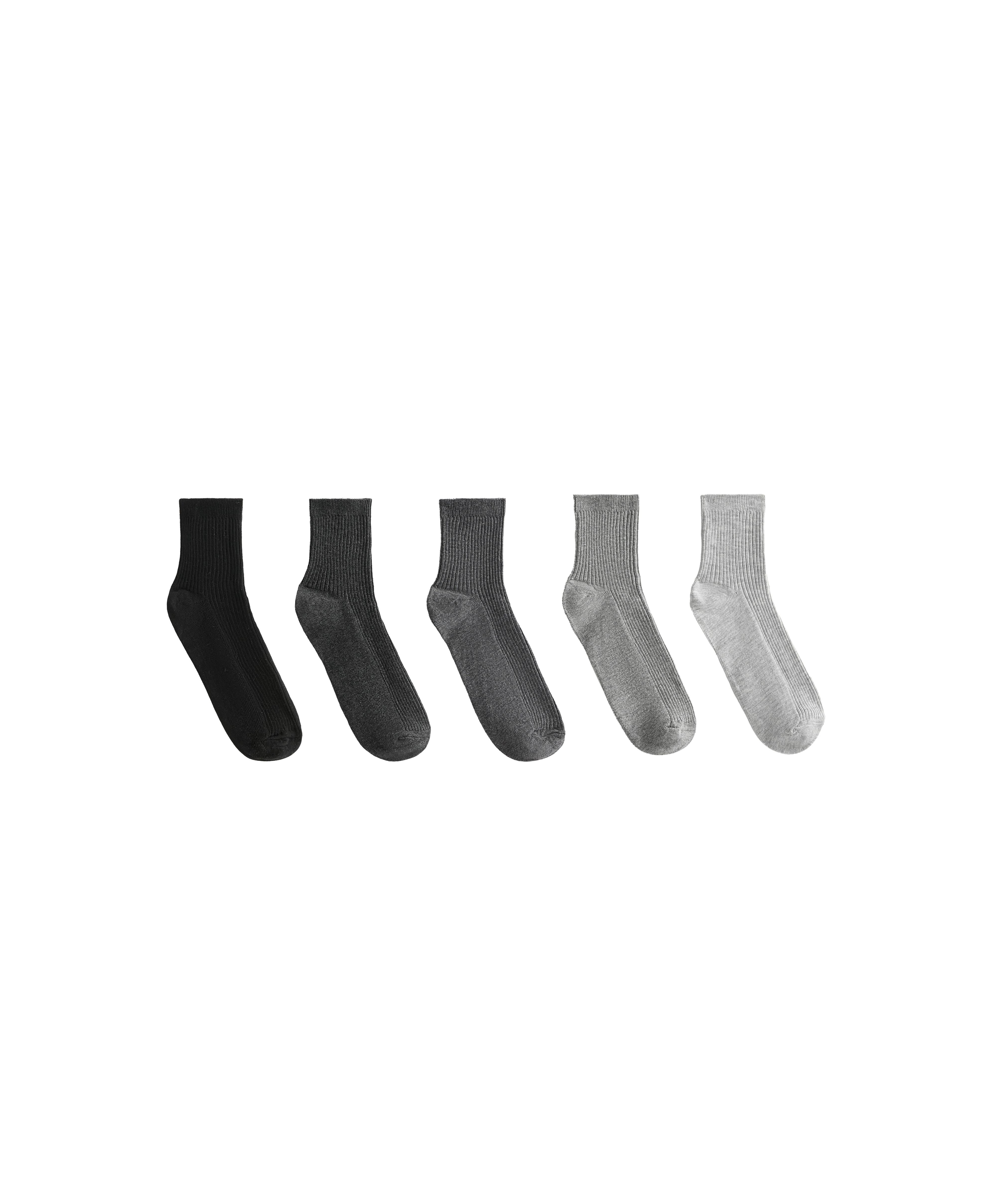 5 pairs of quarter socks with cotton — DARK GREY