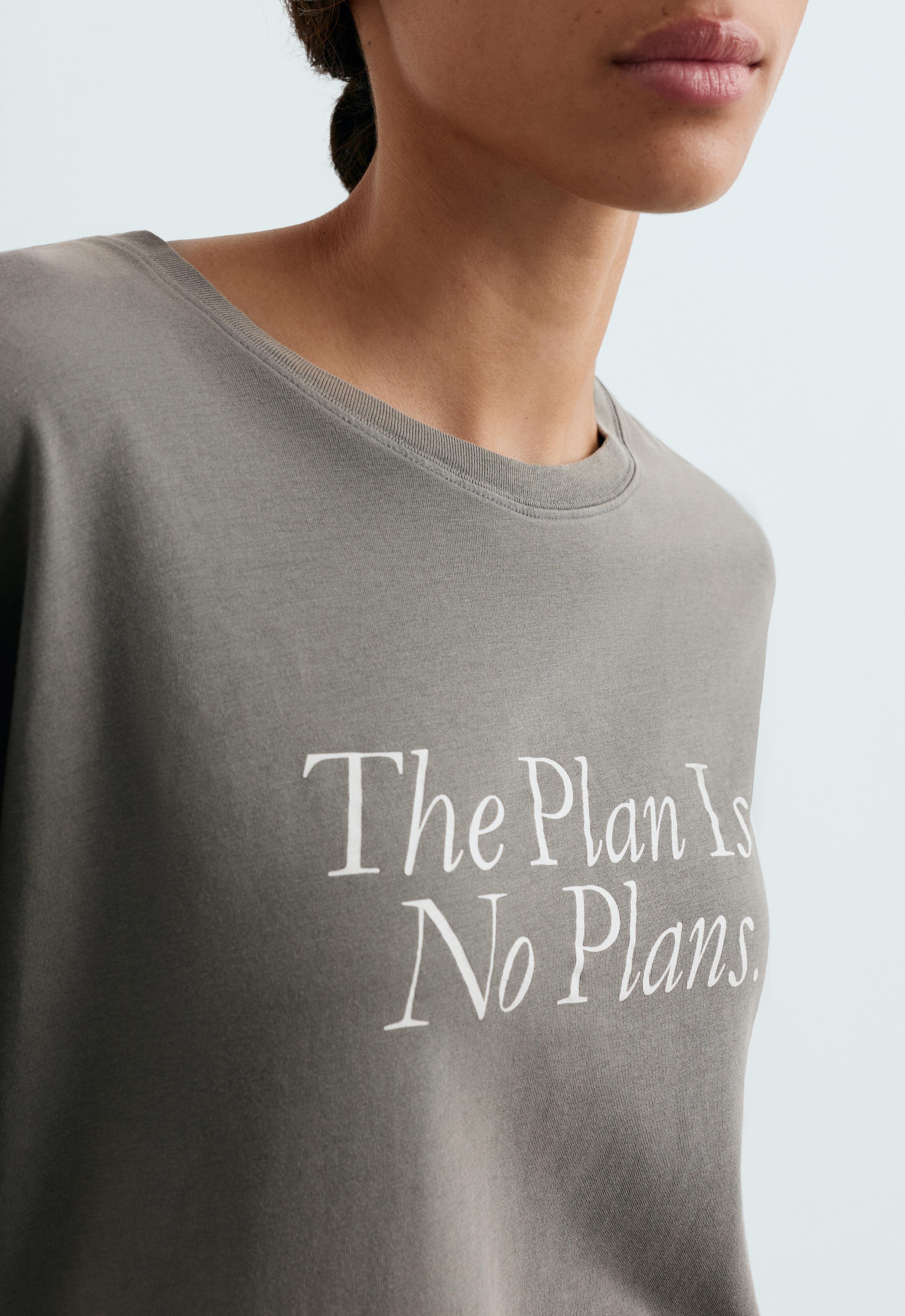 Boxy short-sleeved cotton blend T-shirt with slogan