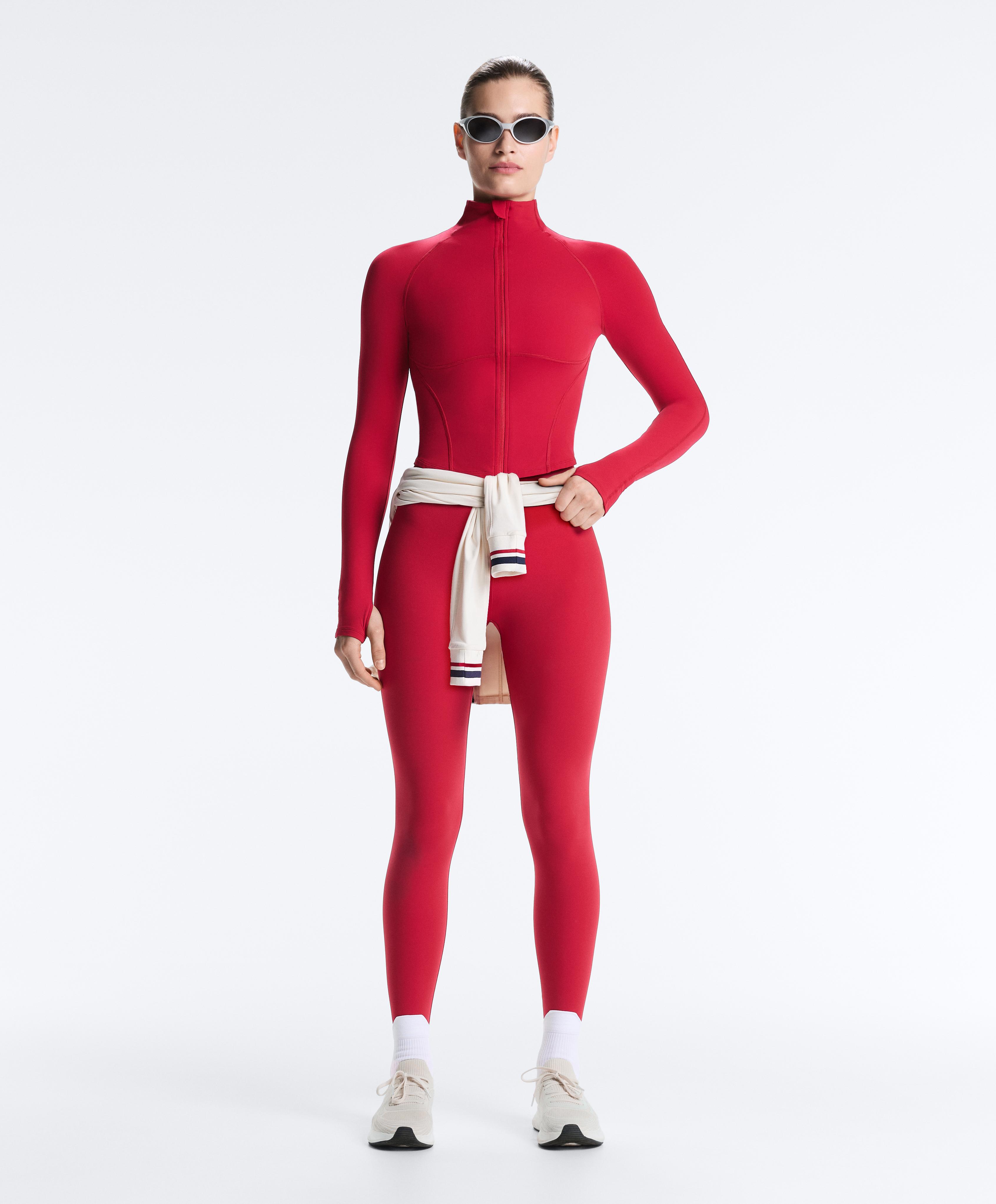 Light warm technical jacket with seams — RED