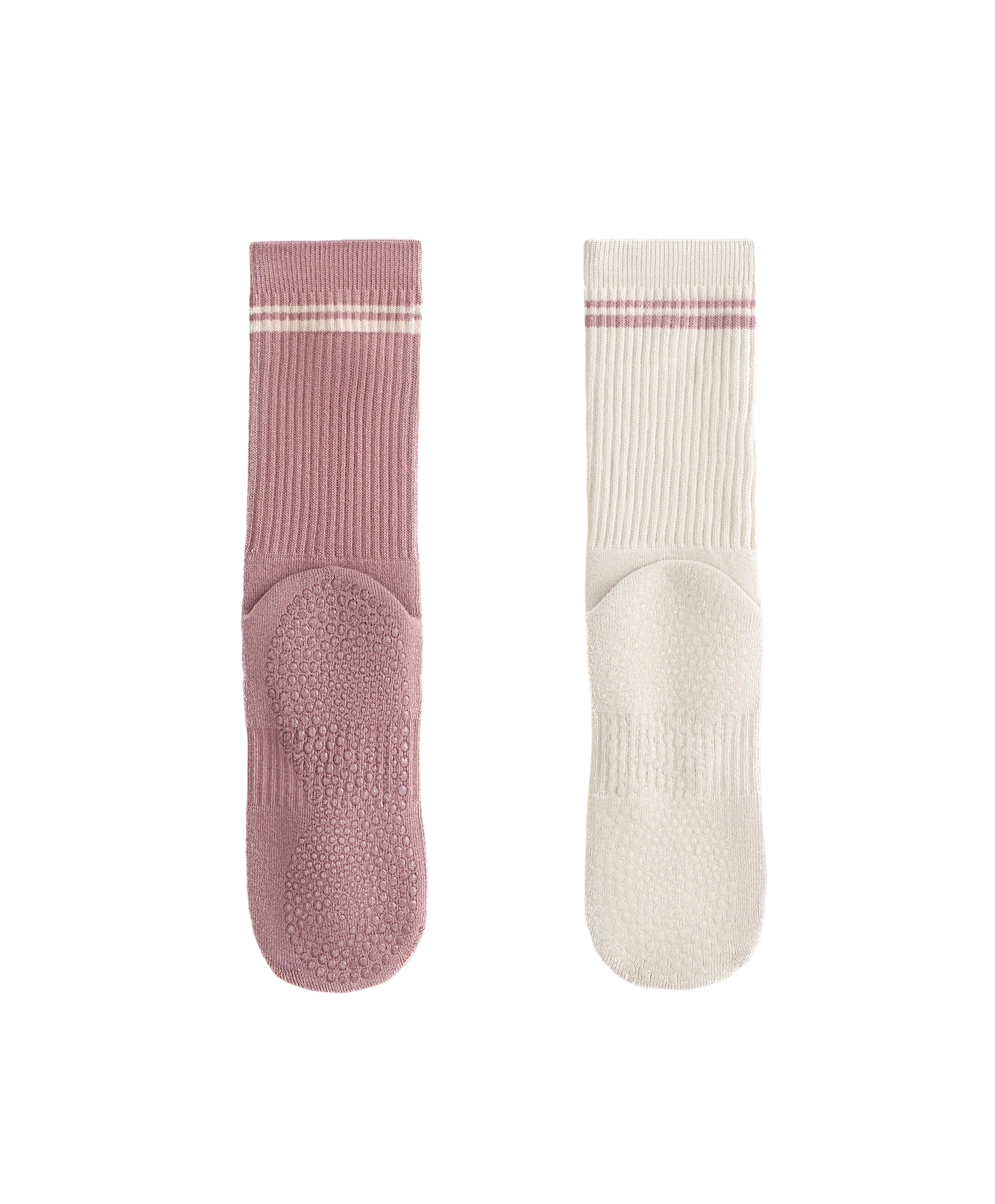 2 pairs of classic cotton blend yoga and Pilates socks — SOFT PINK