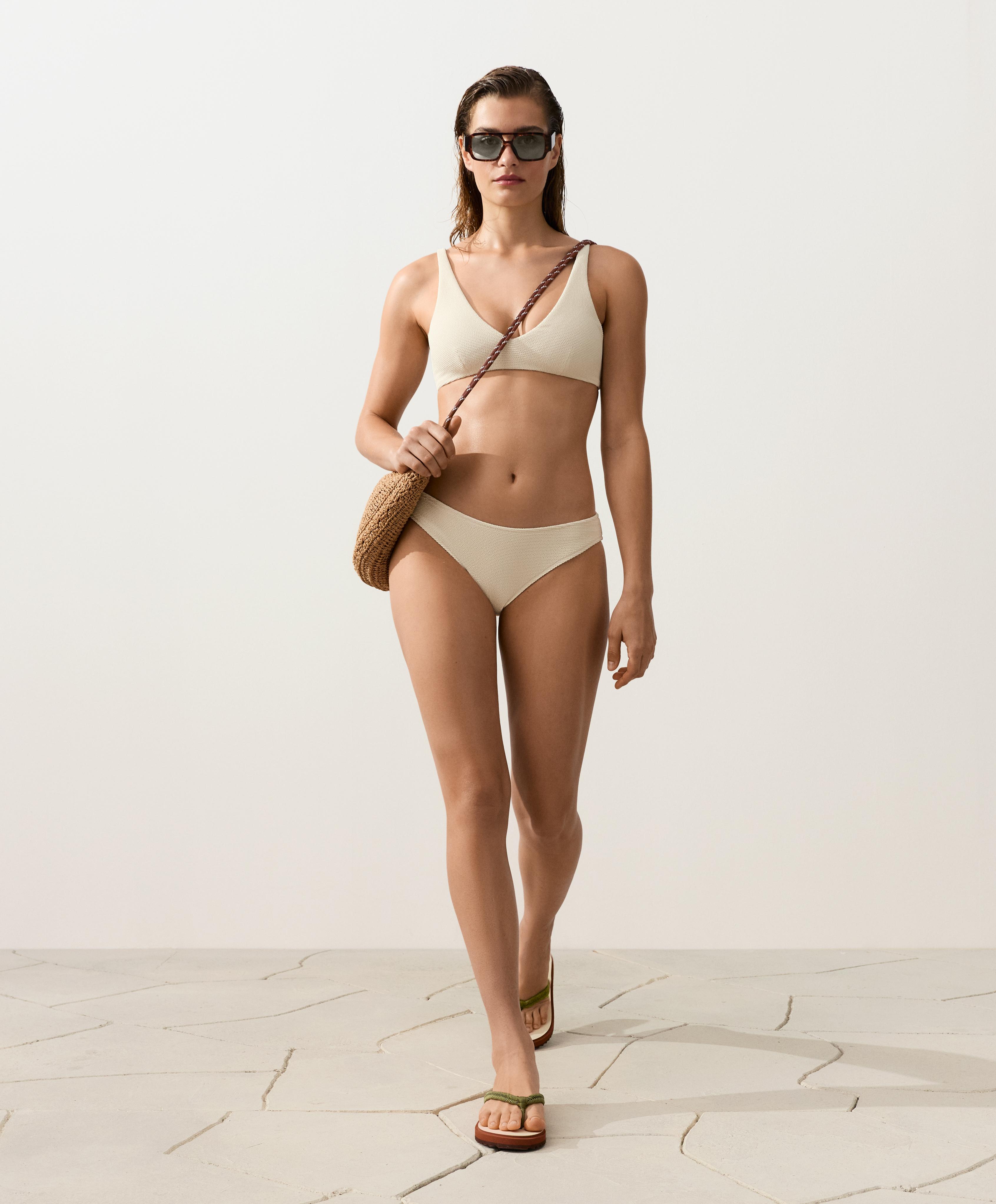 Crinkle classic bikini briefs — ECRU