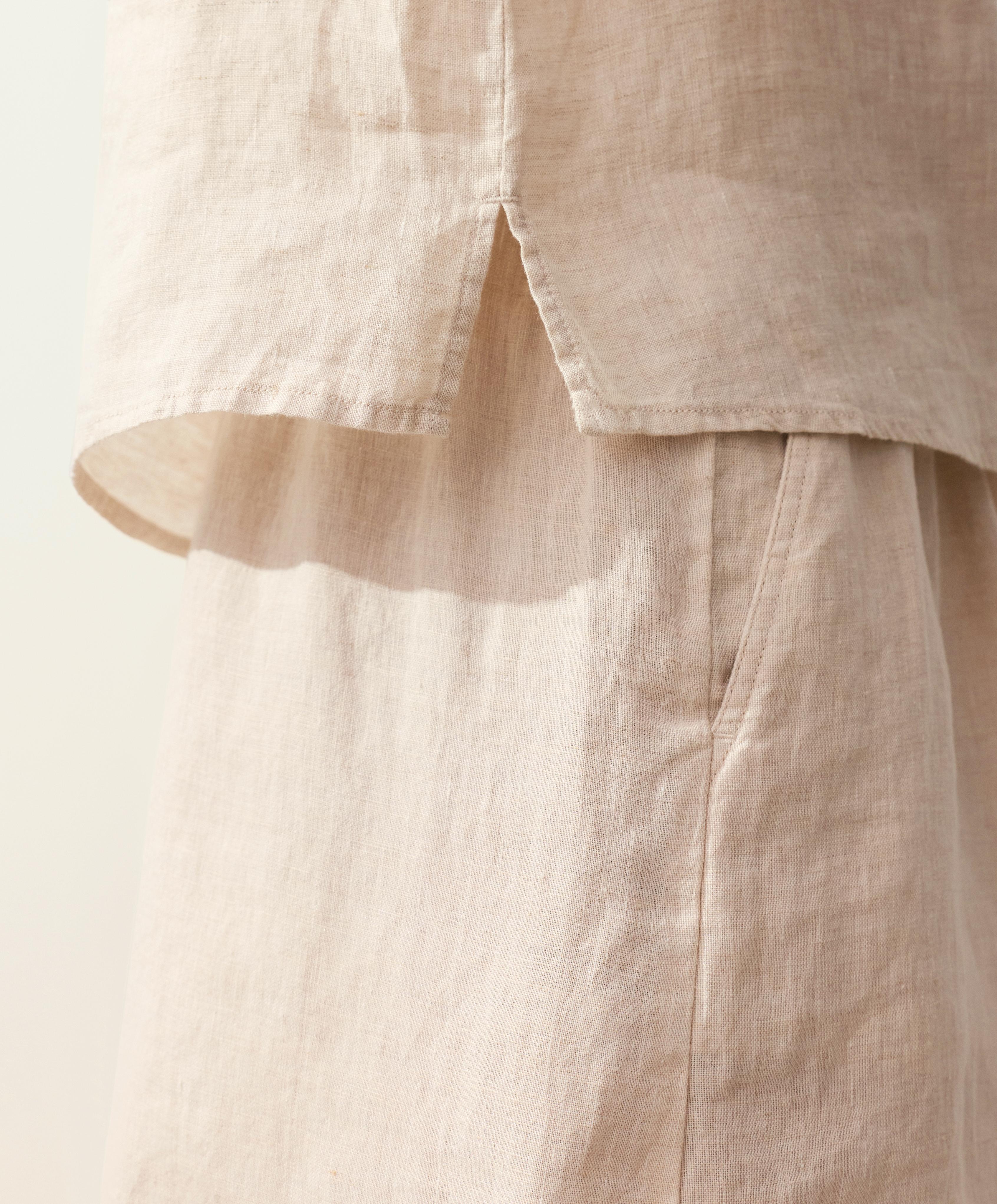 100% linen boxy top — SAND MELANGE