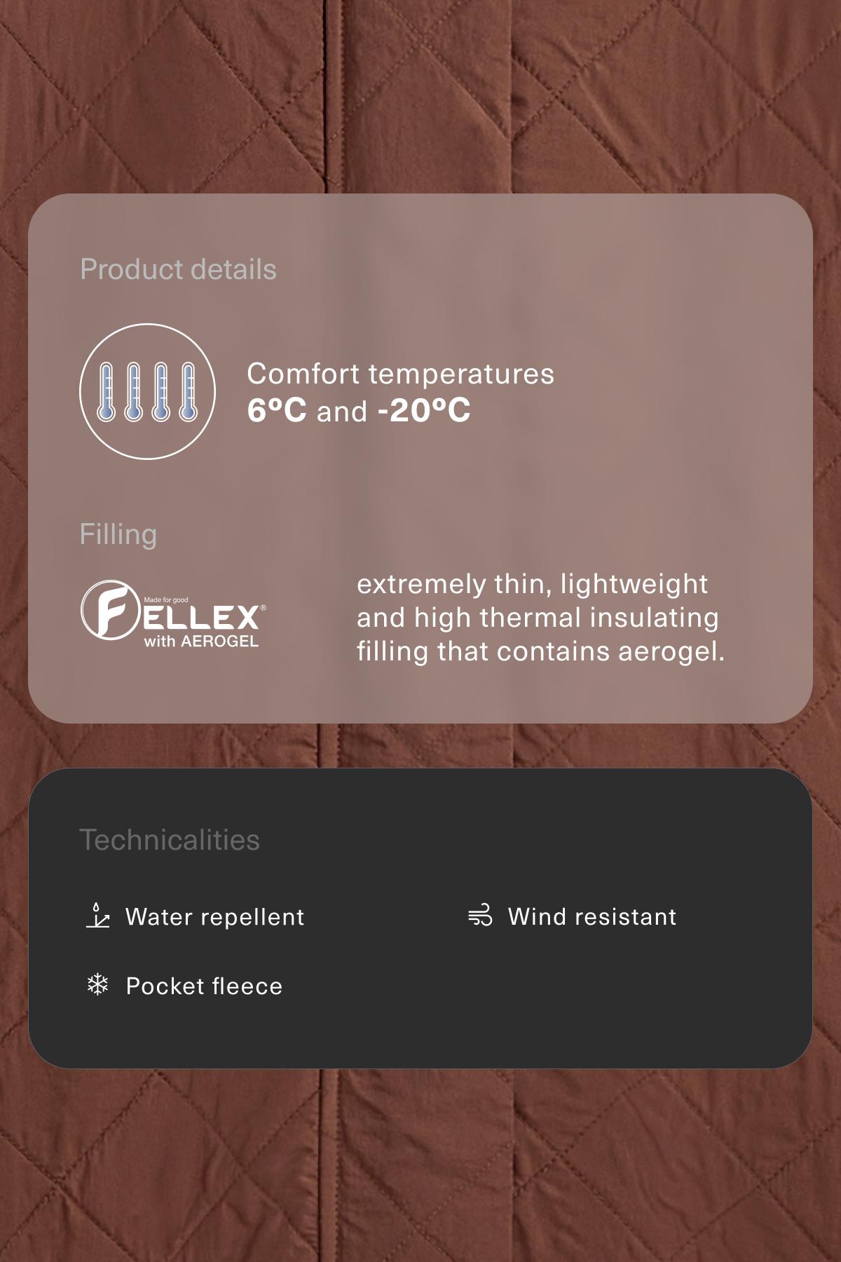 Long water-repellent FELLEX® AEROGEL padded jacket — RUST