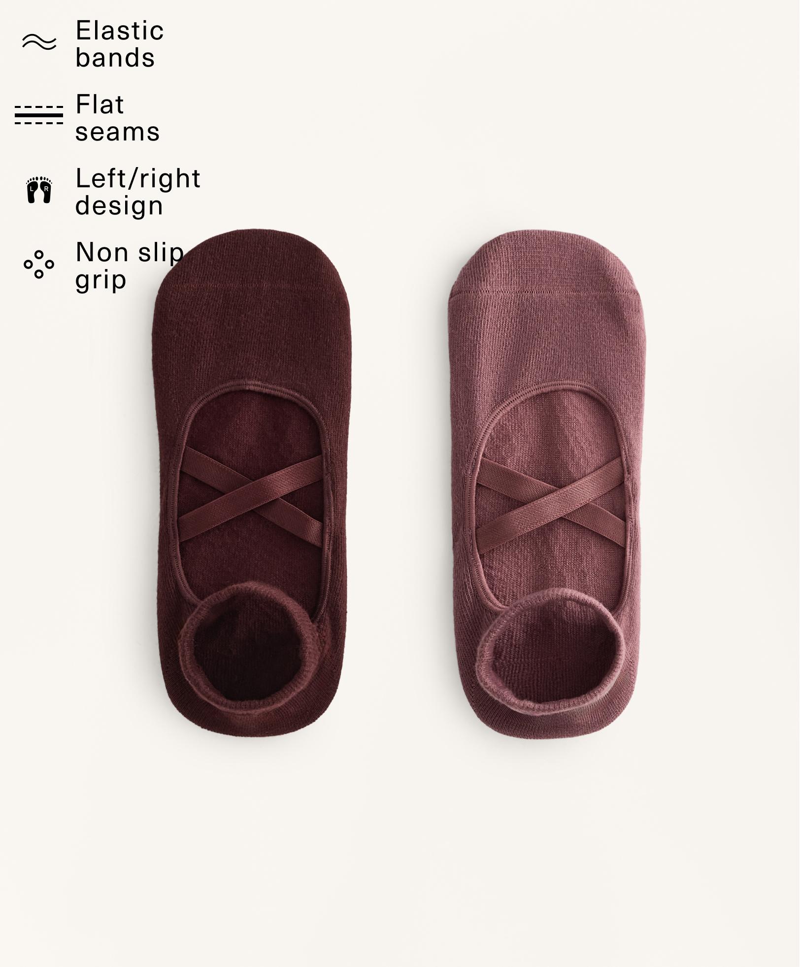 2 Paar Socken für Yoga und Pilates aus Baumwollmischung mit überkreuzten Riemchen