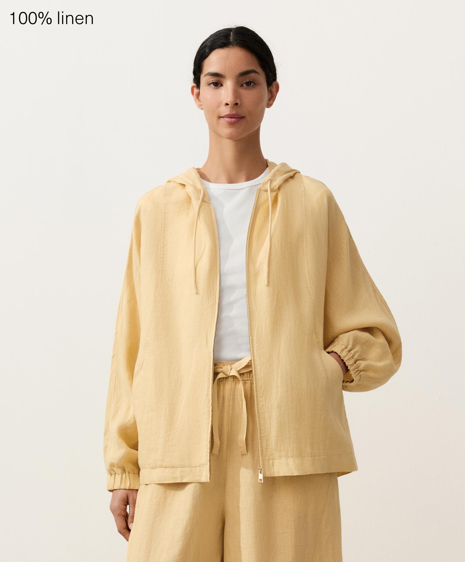 100% linen hooded jacket 100% linen hooded jacket