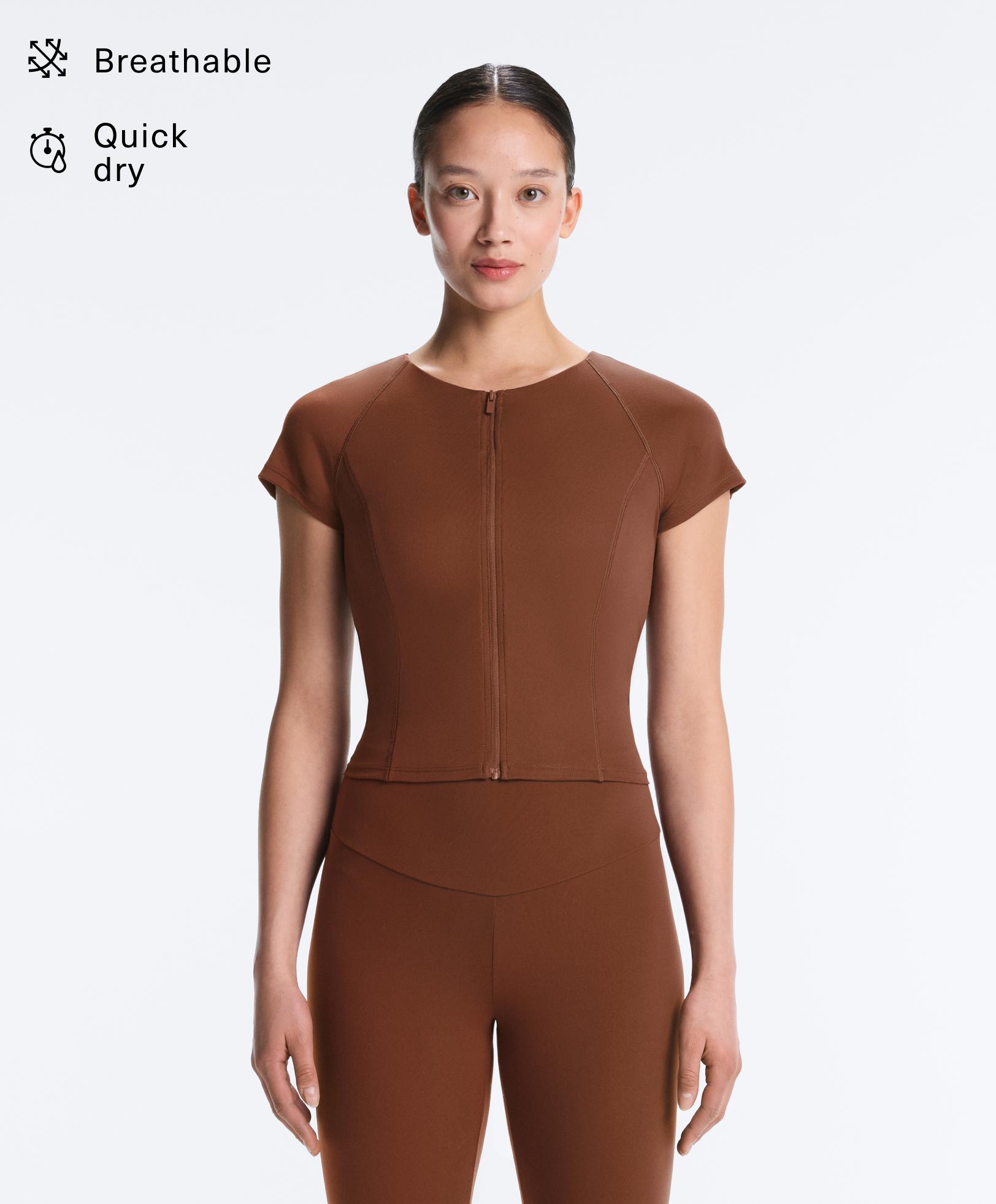 Κοντομάνικη μπλούζα με φερμουάρ