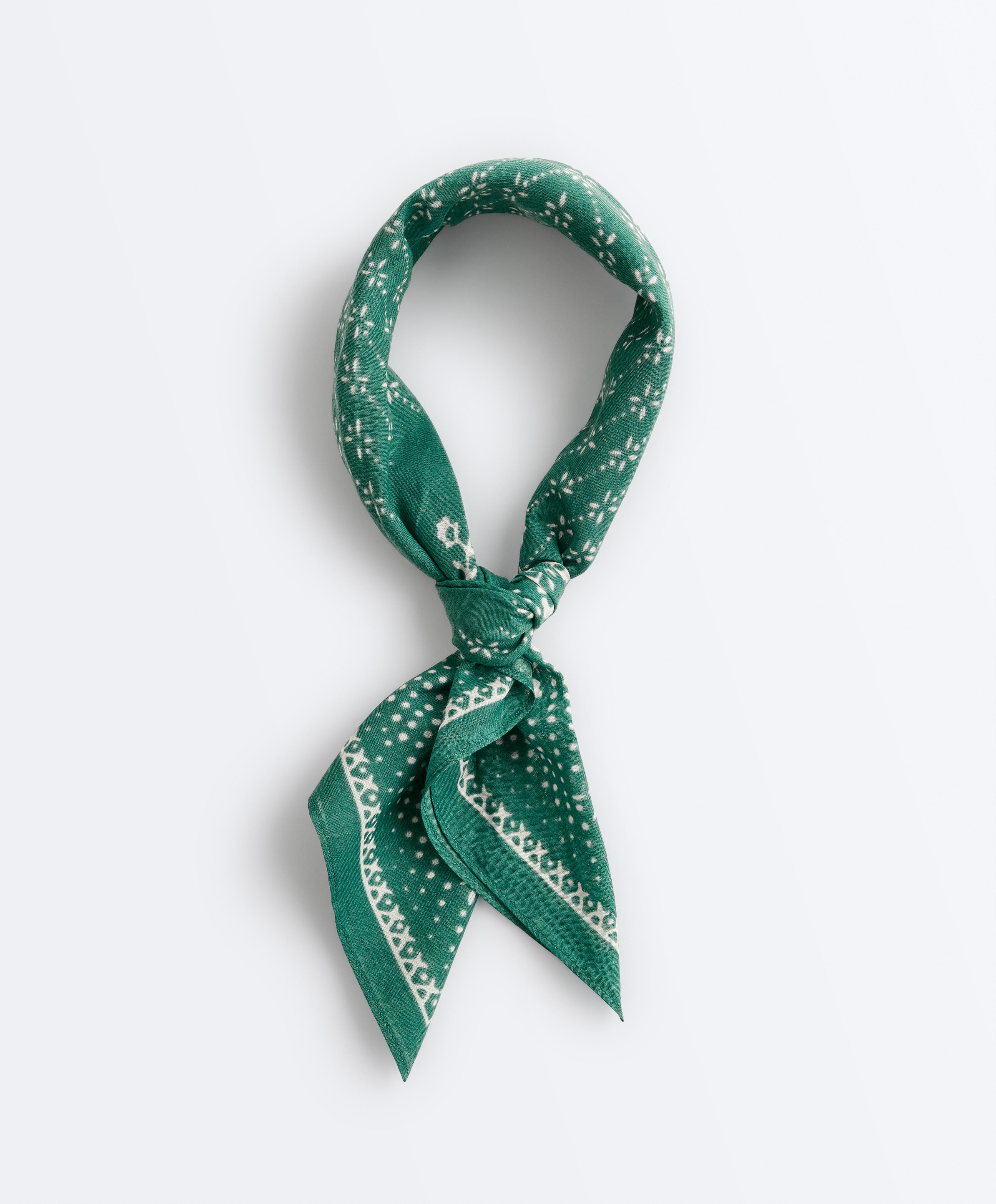 Floral 100% cotton print bandana — GRASS GREEN